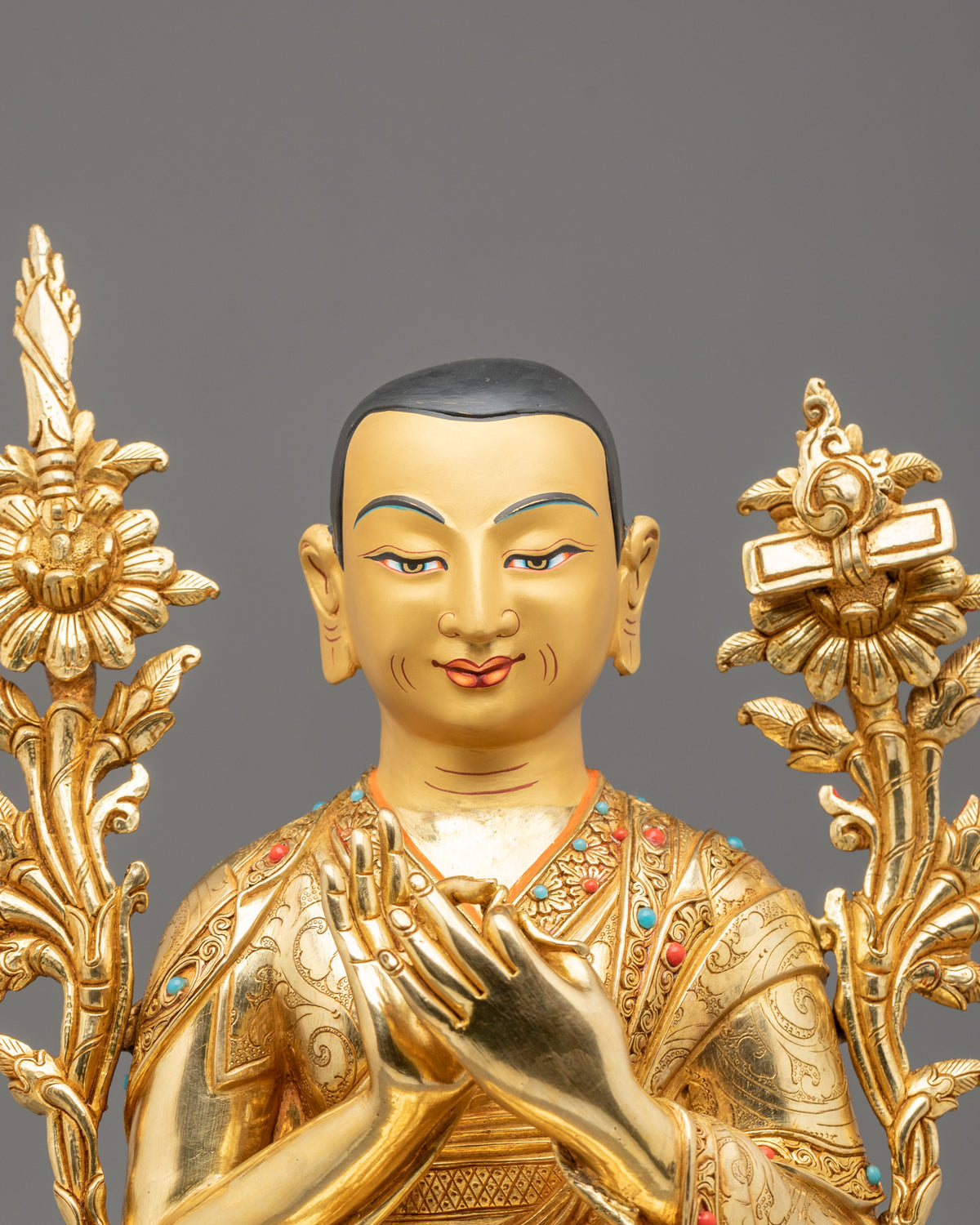 Tsongkhapa with Disciples Gelug Lineage Statue Set | 24K Gold Gilded