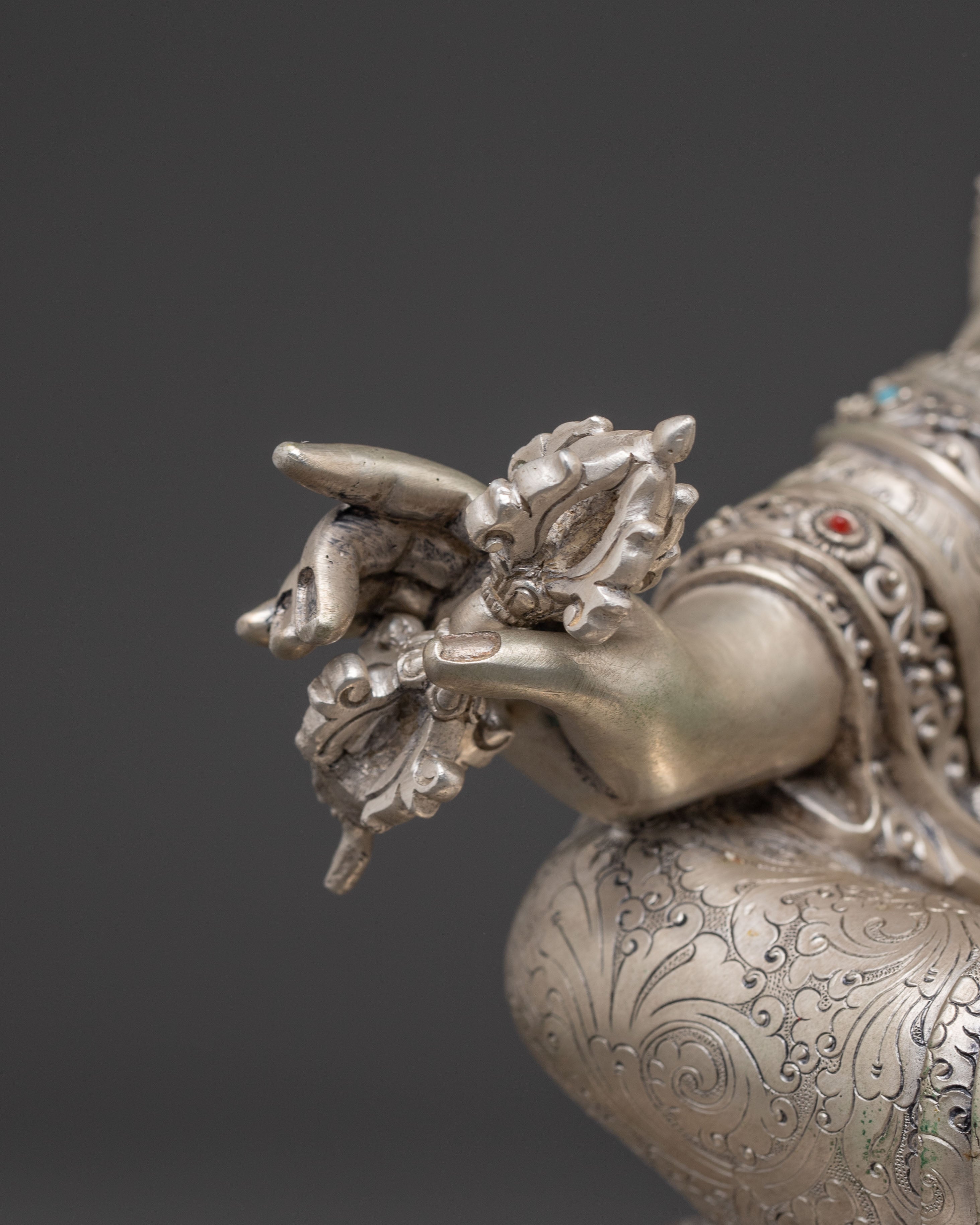 Silver Guru Rinpoche Statue | Tantric Master Padmasambhava