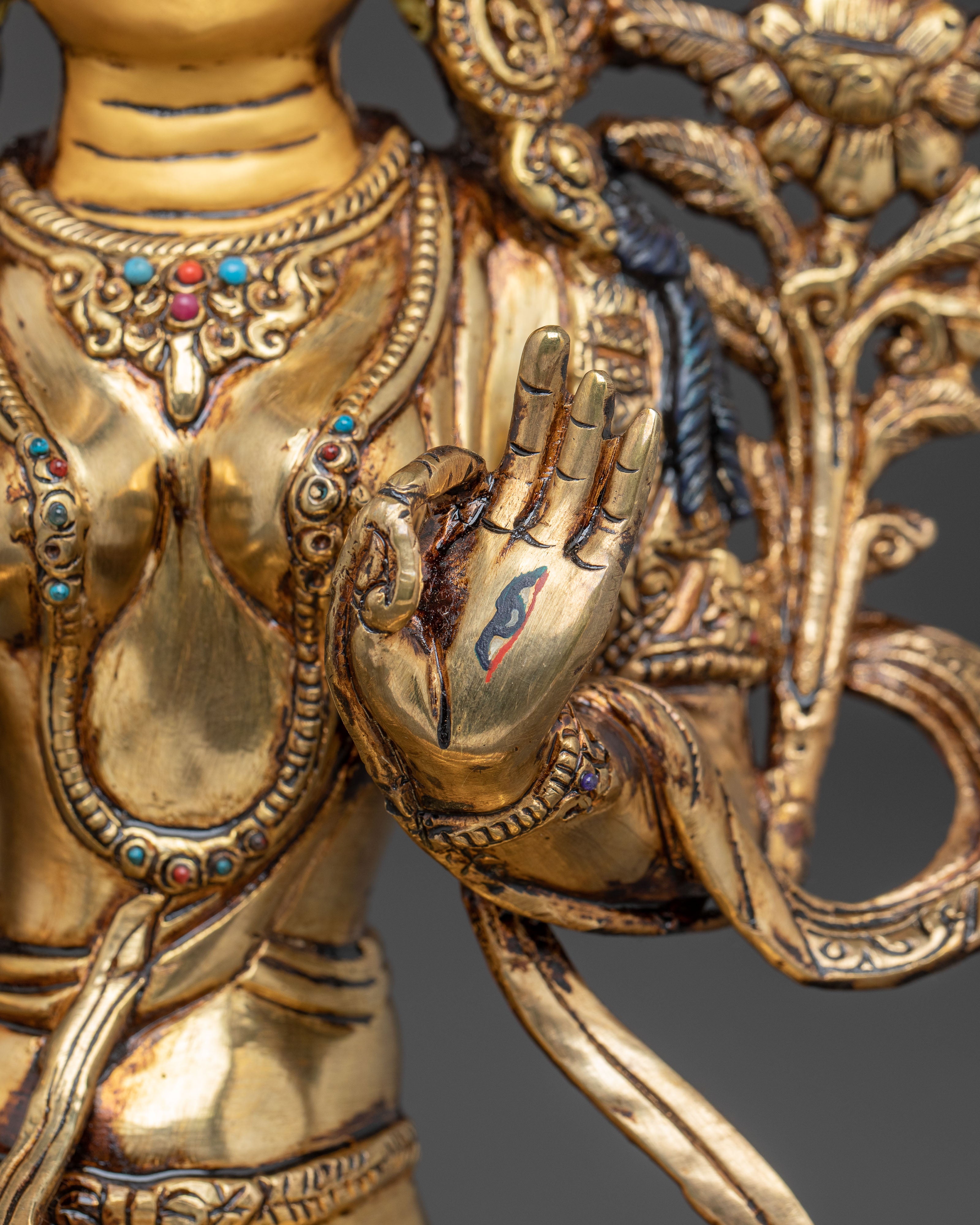 Sacred Seven-Eyed Healing Goddess White Tara Statue