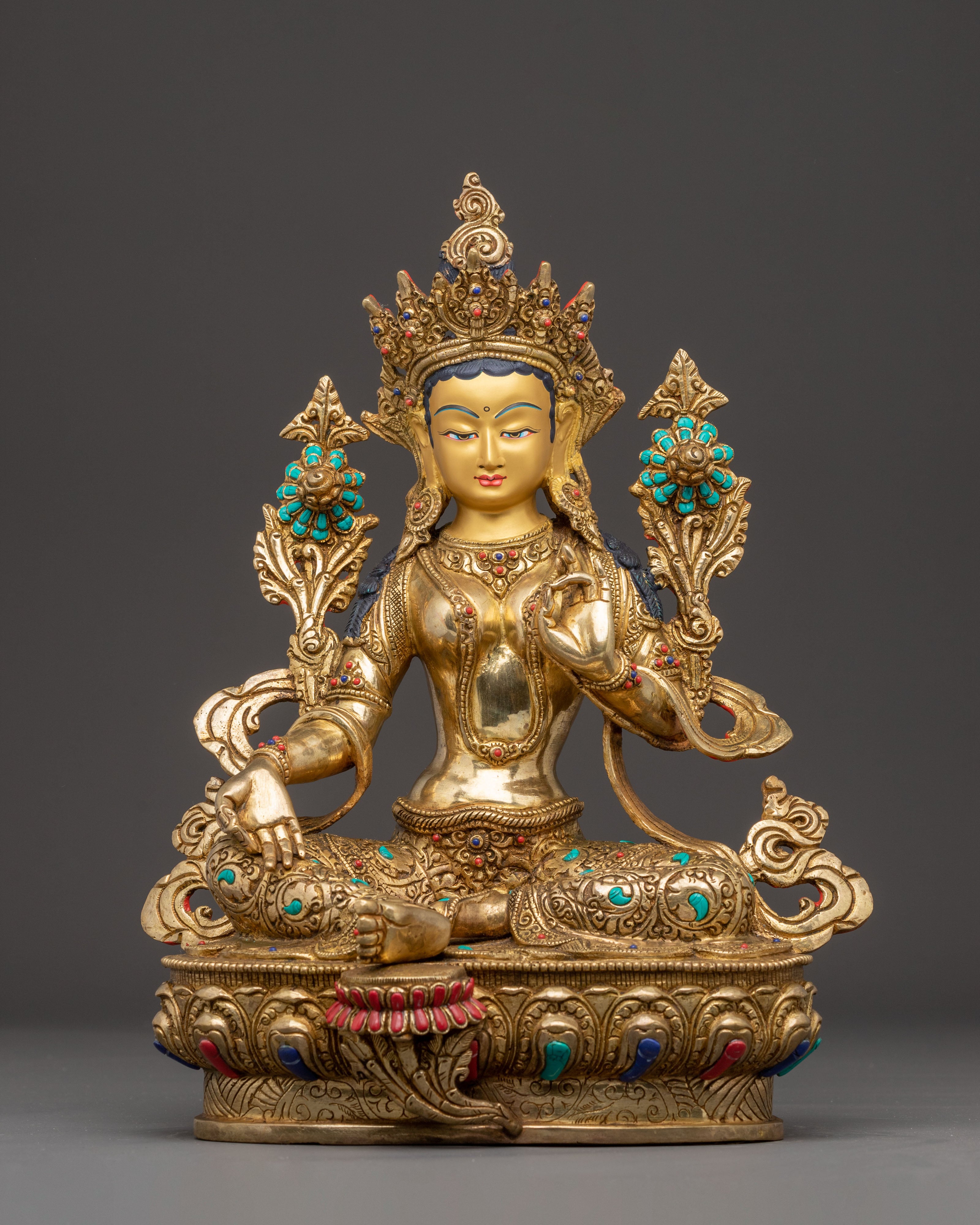 Statue of Mother Green Tara, Symbol of Compassion | Nepali Handmade Icon