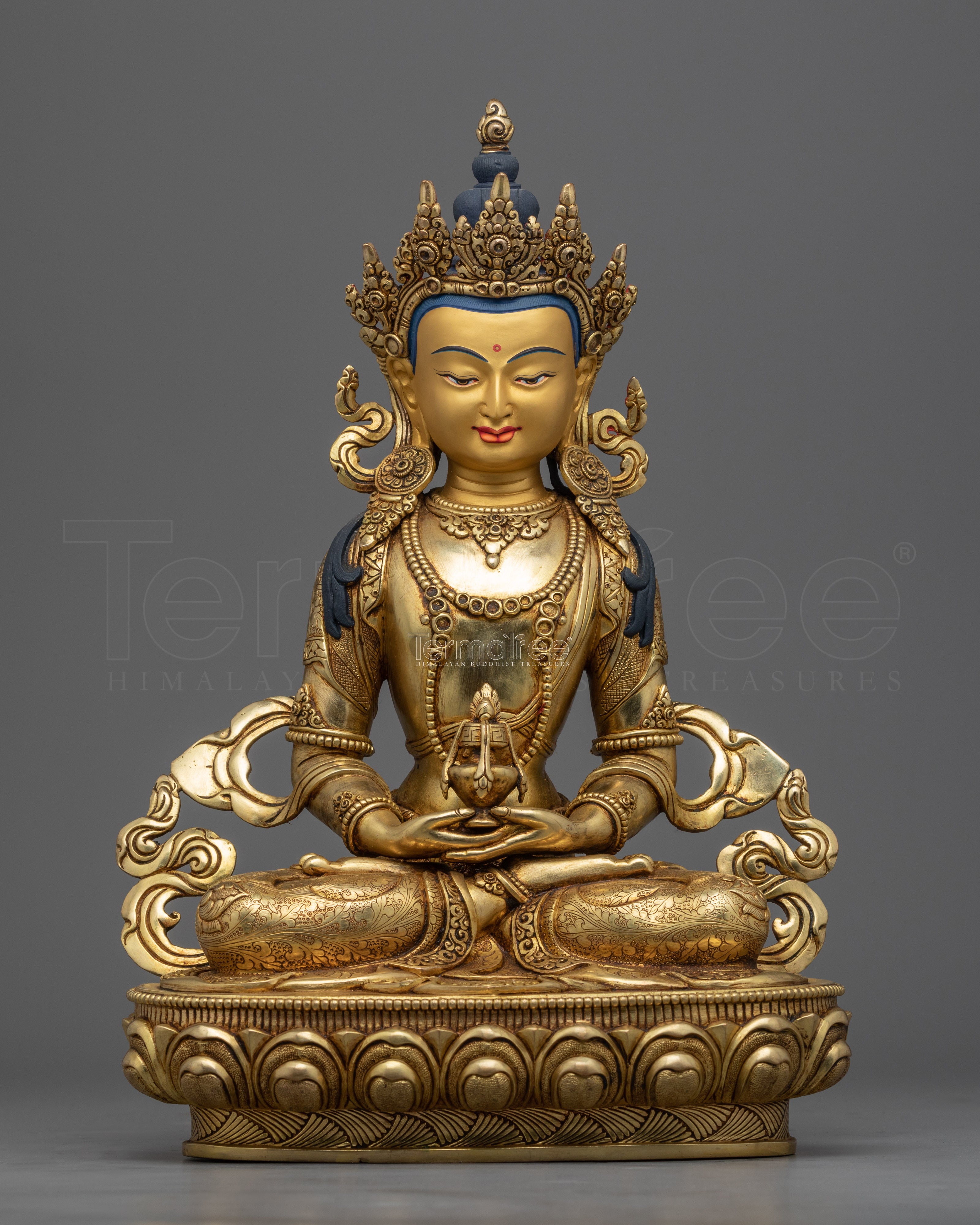 Buddha Amitayus Statue | Gold Gilded Long life Deity