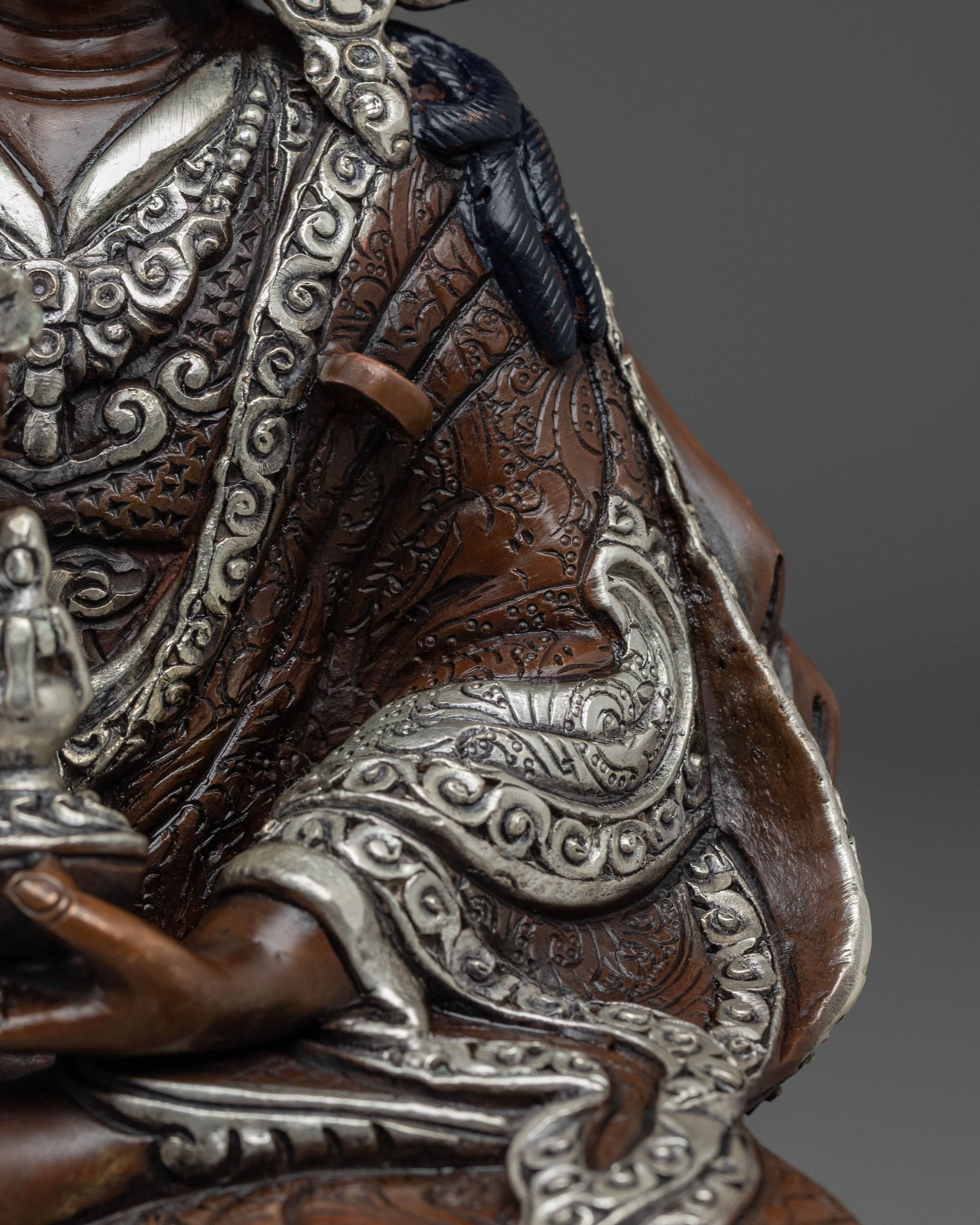 Handmade Oxidized Himalayan Guru Tsokye Statue | Meditation, Spiritual Decor