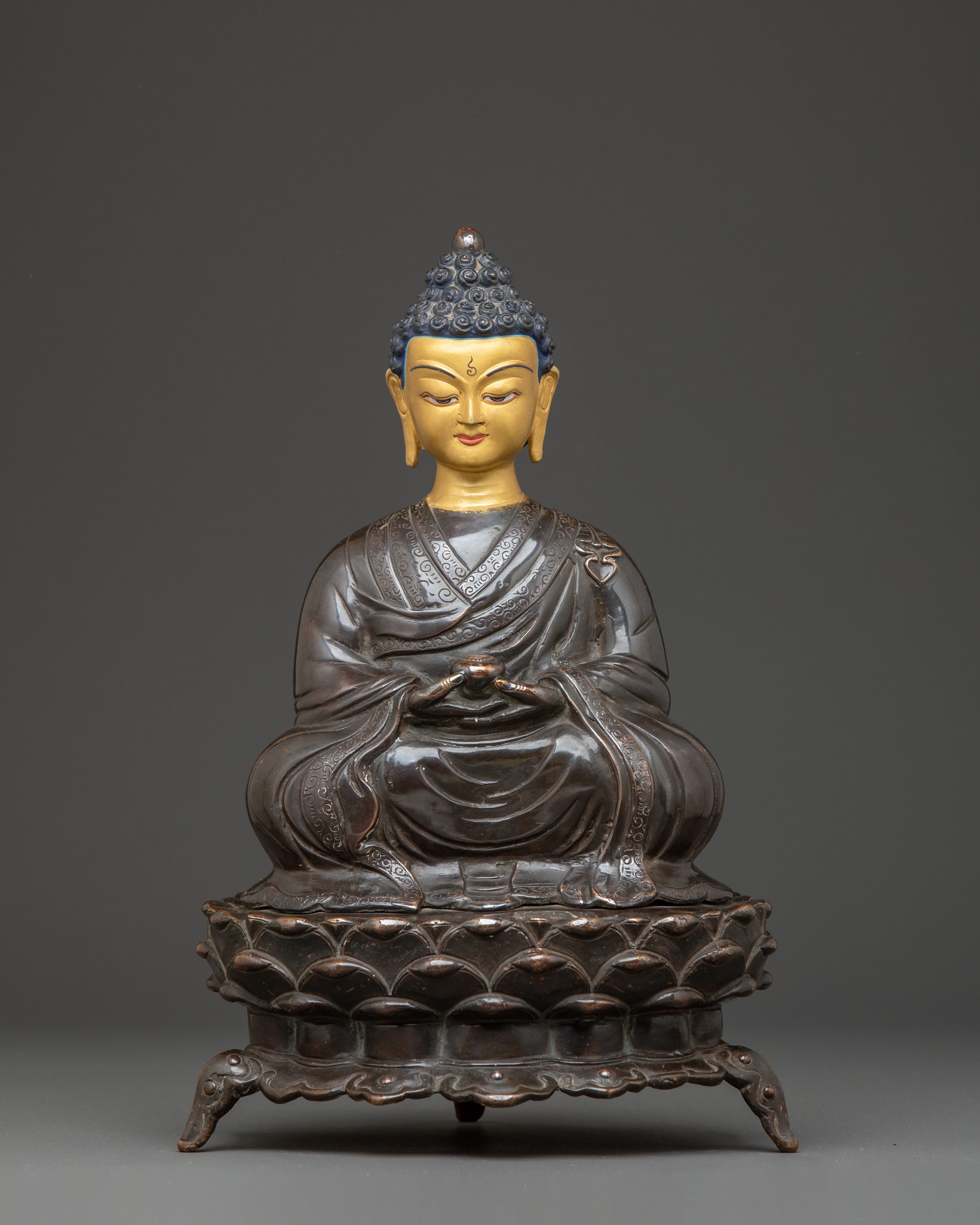 Oxidized Statue of Japanese Amitabha Buddha | Traditional Art