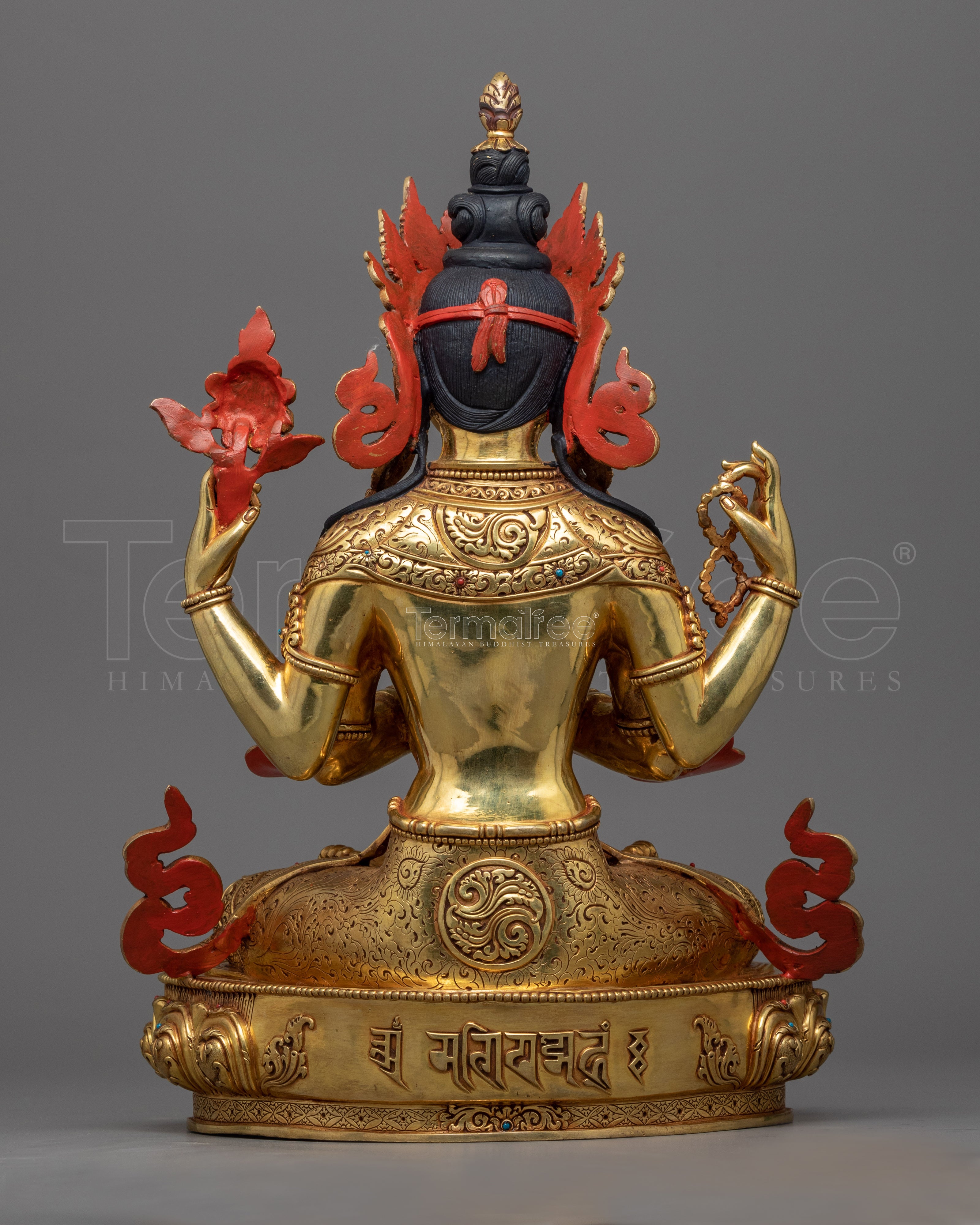 4 Armed Chenrezig Statue | Traditional Tibetan Style Buddhist Statue of Bodhisattva Chenrezig