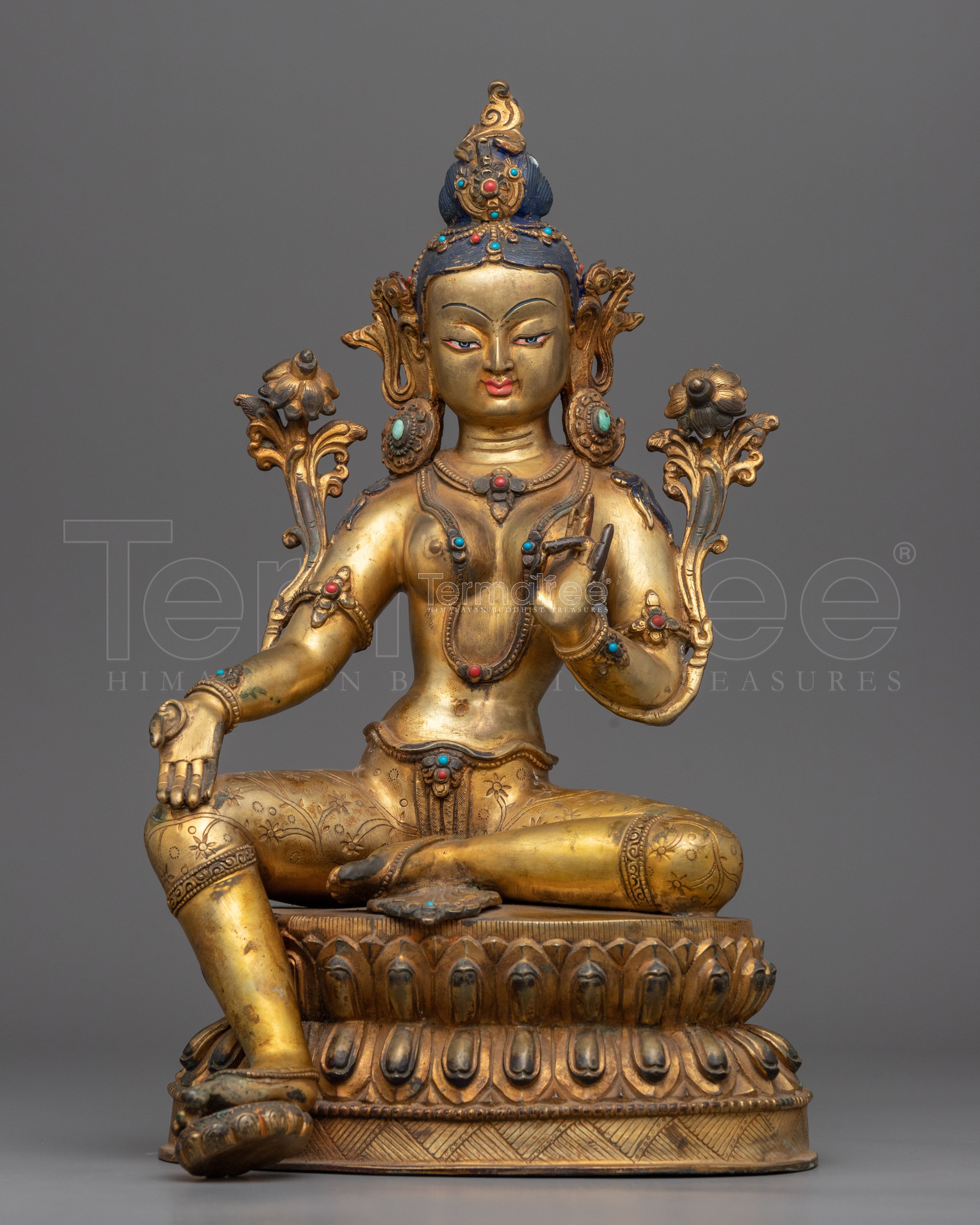 Beautiful Green Tara Statue for Meditation | Traditional Handcrafted Buddhist Art