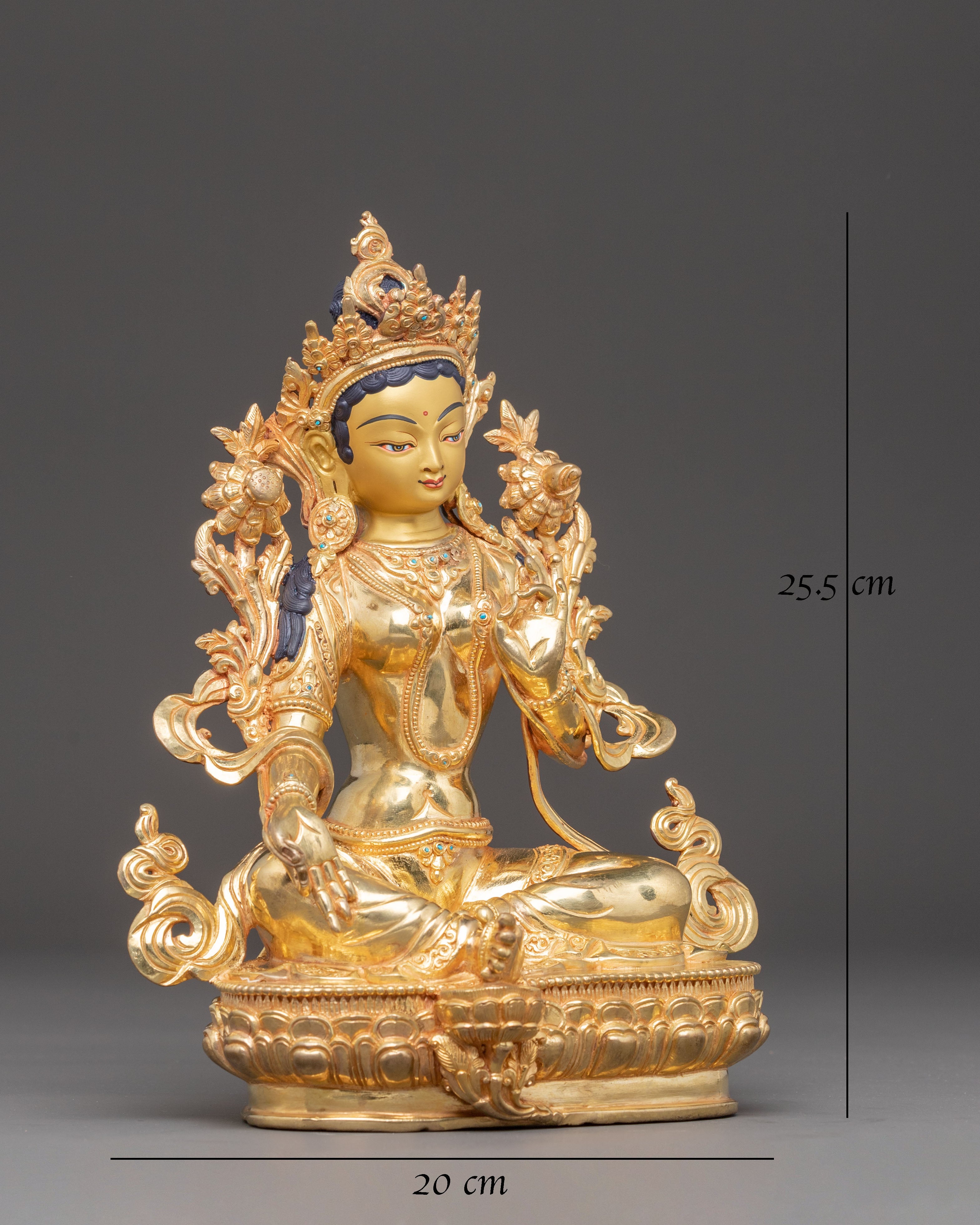 Handcrafted Golden Statue of Goddess Green Tara