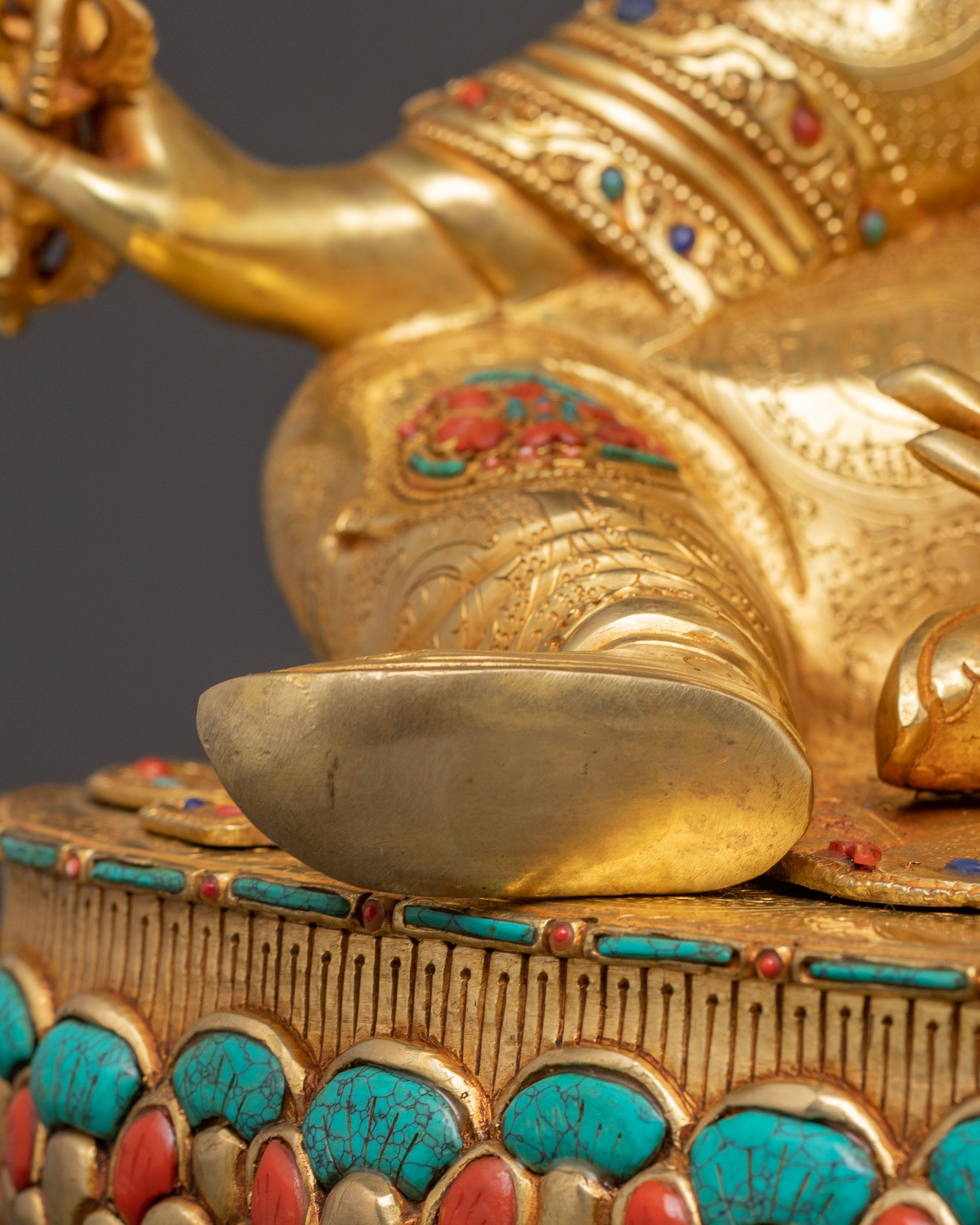Handmade Golden Statue of Guru Rinpoche | Lotus-Born Guru