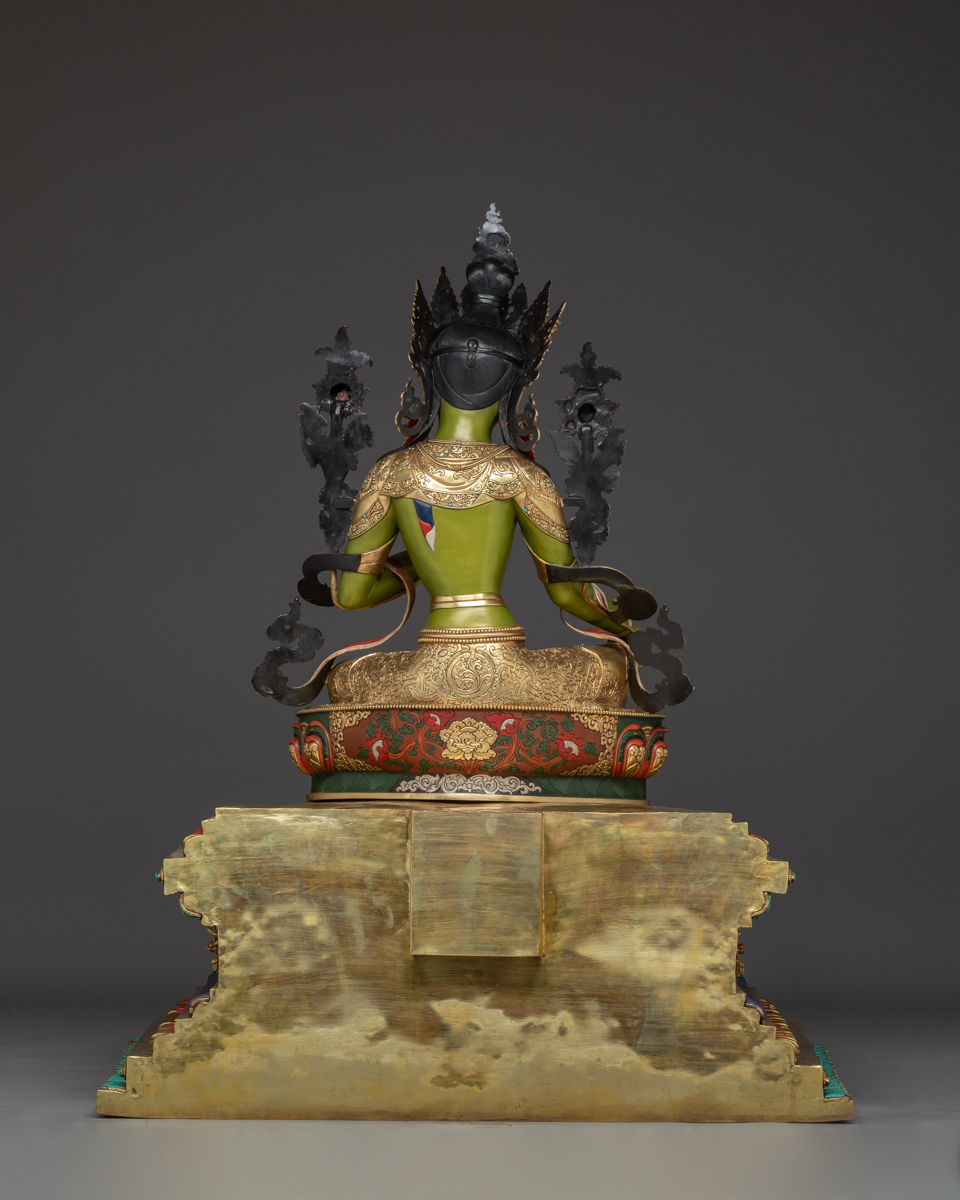 Majestic Green Tara on Throne Statue | Shyama Tara - Mother of All Buddhas