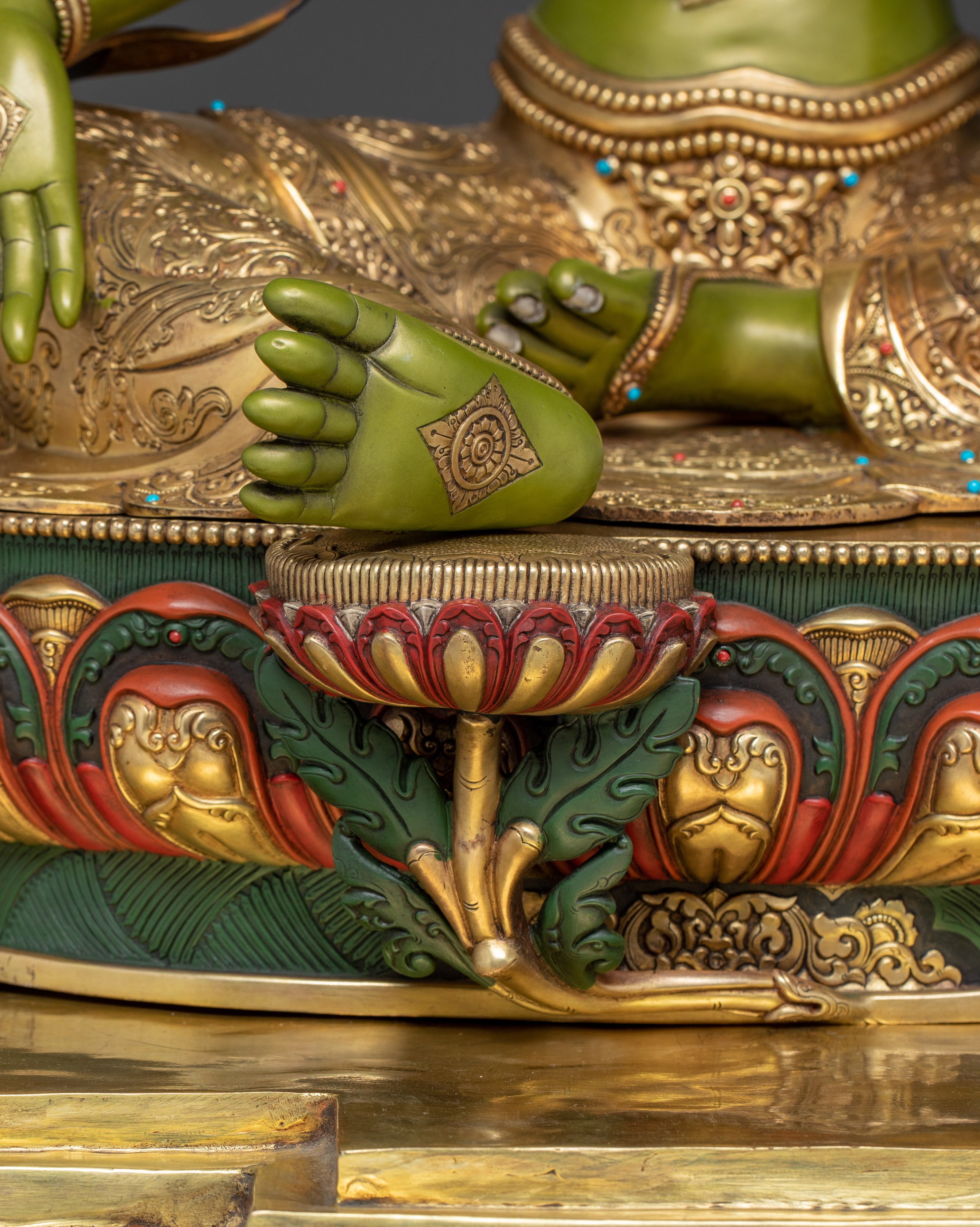 Majestic Green Tara on Throne Statue | Shyama Tara - Mother of All Buddhas