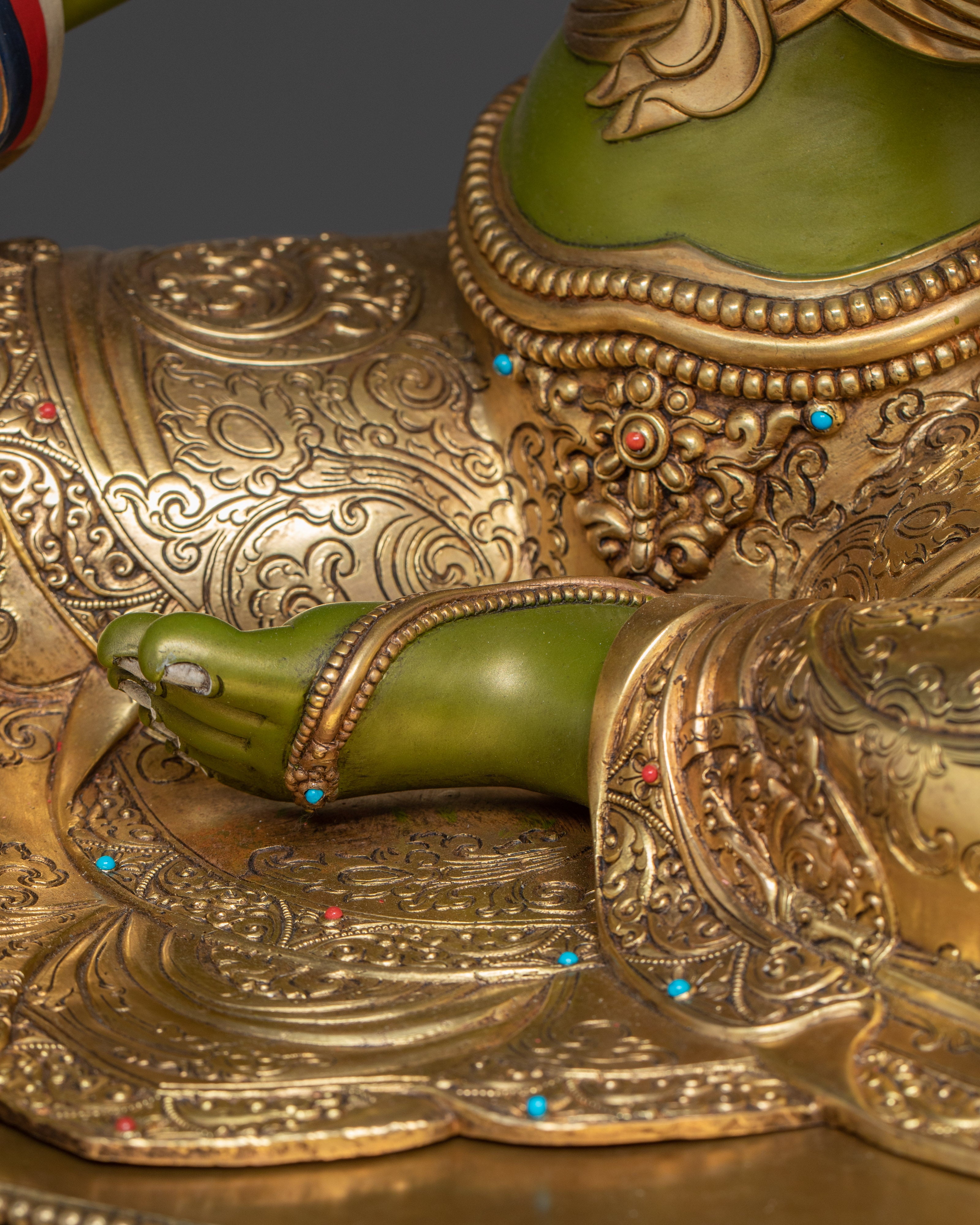 Majestic Green Tara on Throne Statue | Shyama Tara - Mother of All Buddhas