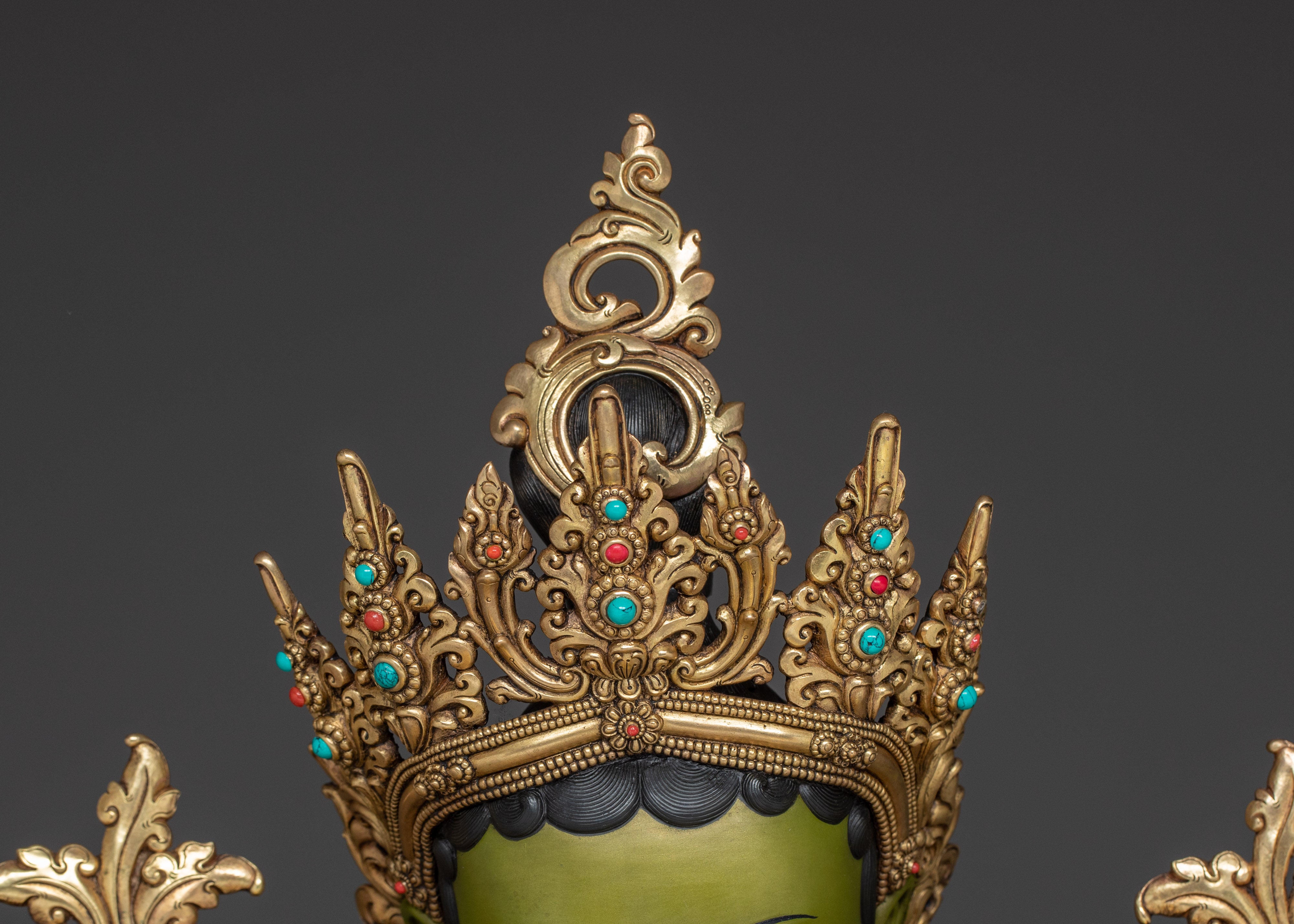 Majestic Green Tara on Throne Statue | Shyama Tara - Mother of All Buddhas