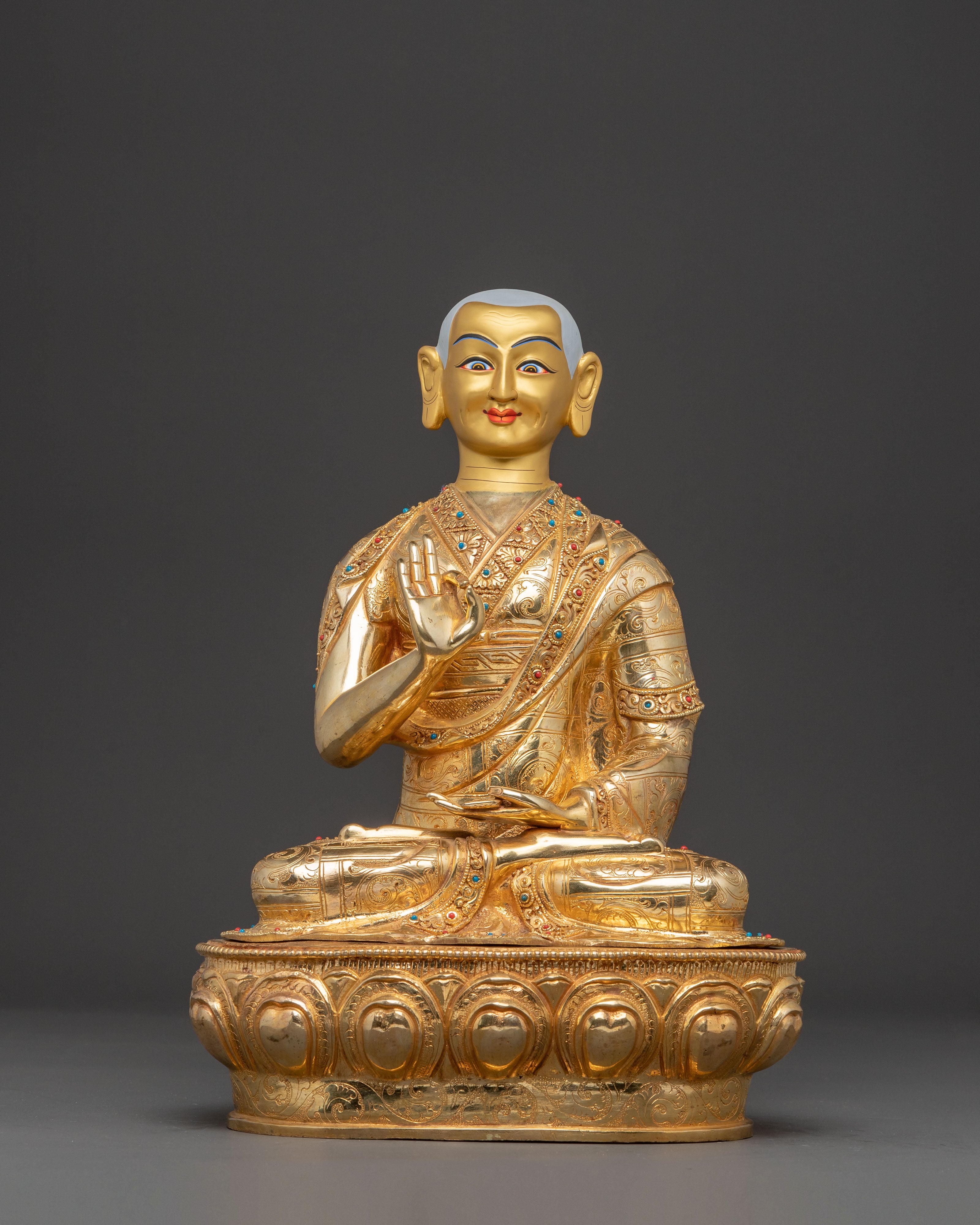 Handmade Tsongkhapa, Je Gyaltsab, and Je Khedrup Statues Set | Three Principal Masters