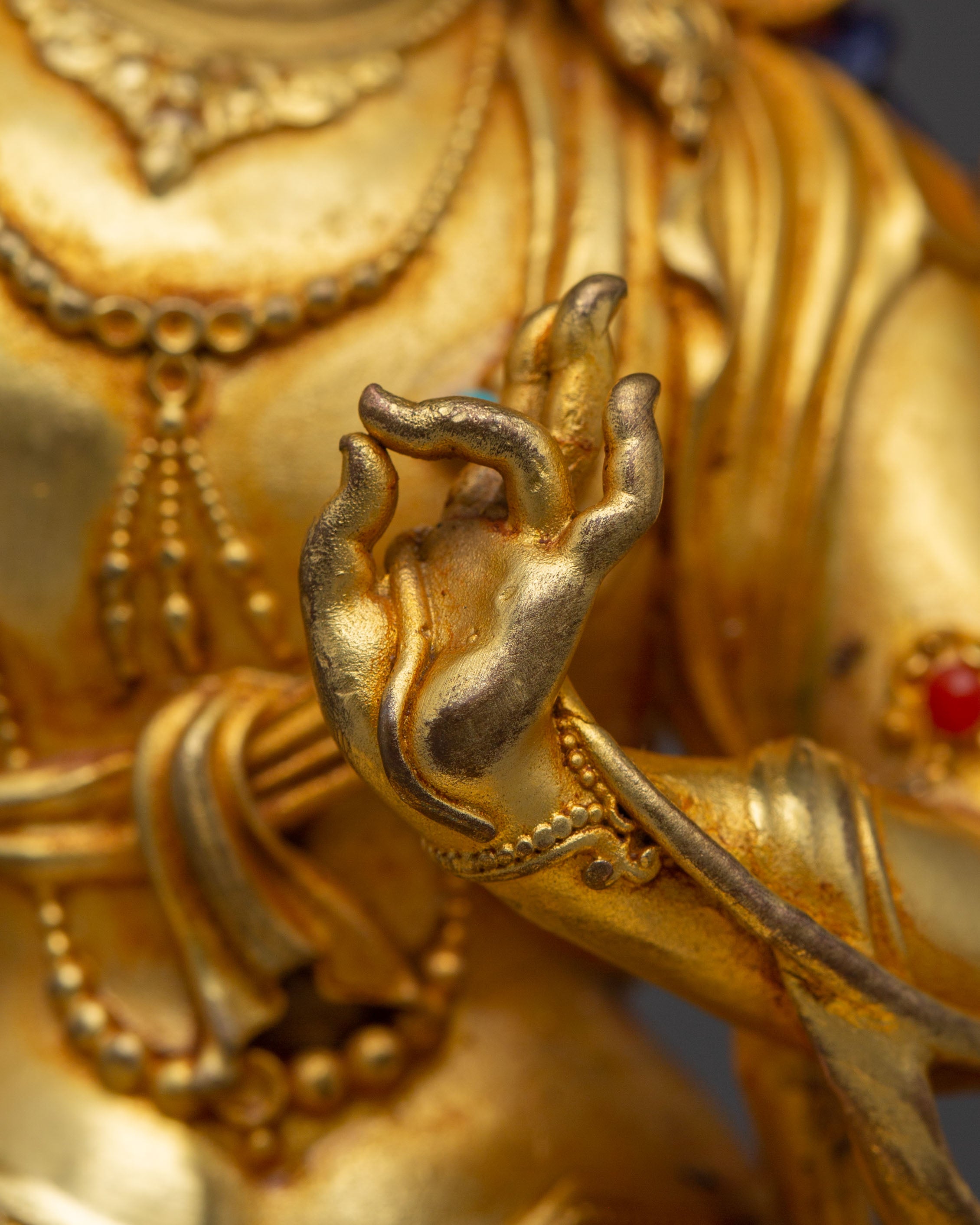 Machine-Made Golden Statue of Manjushri Bodhisattva | Symbol of Wisdom