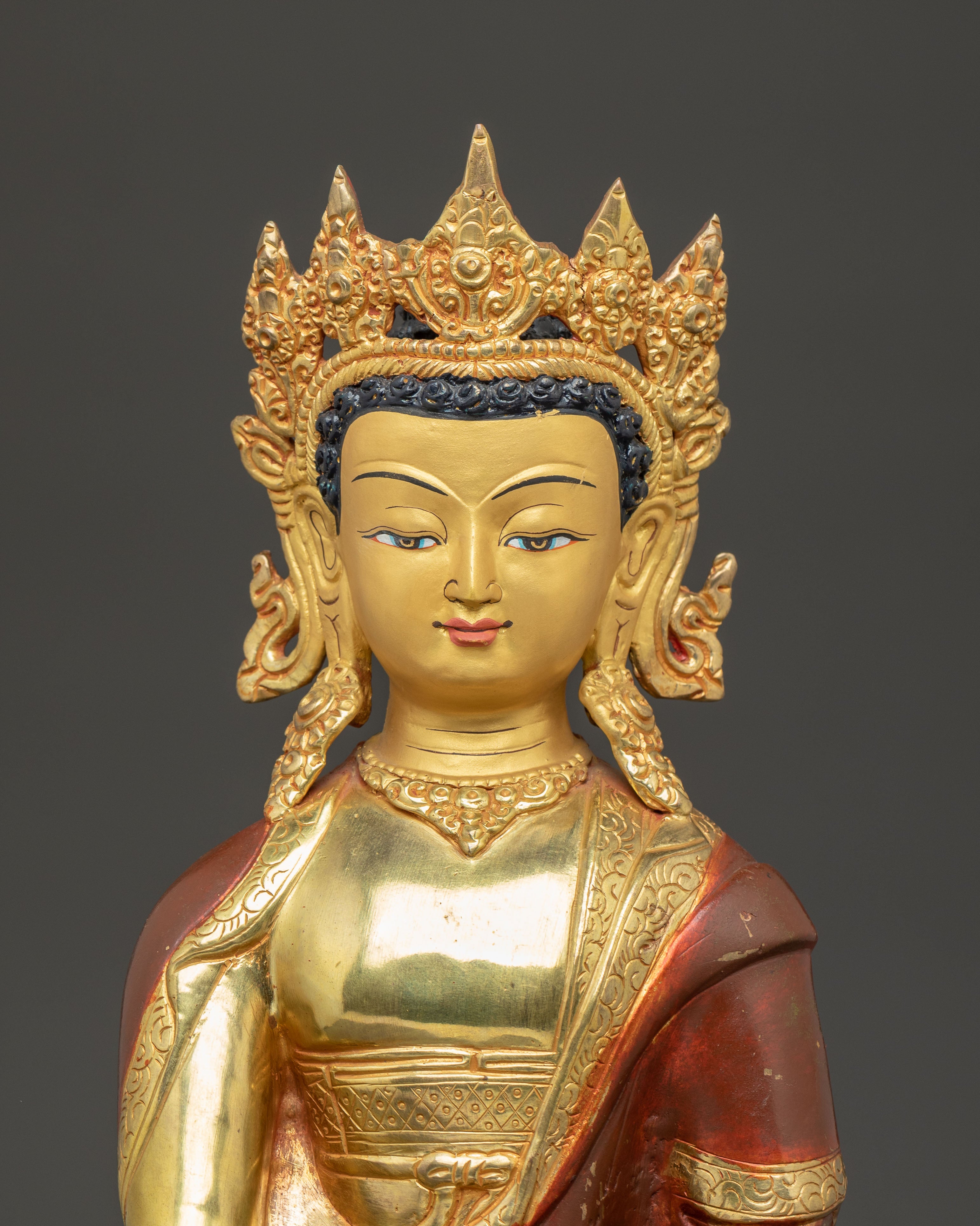 Handmade Statue of Crowned Shakyamuni Buddha | Historical Buddha
