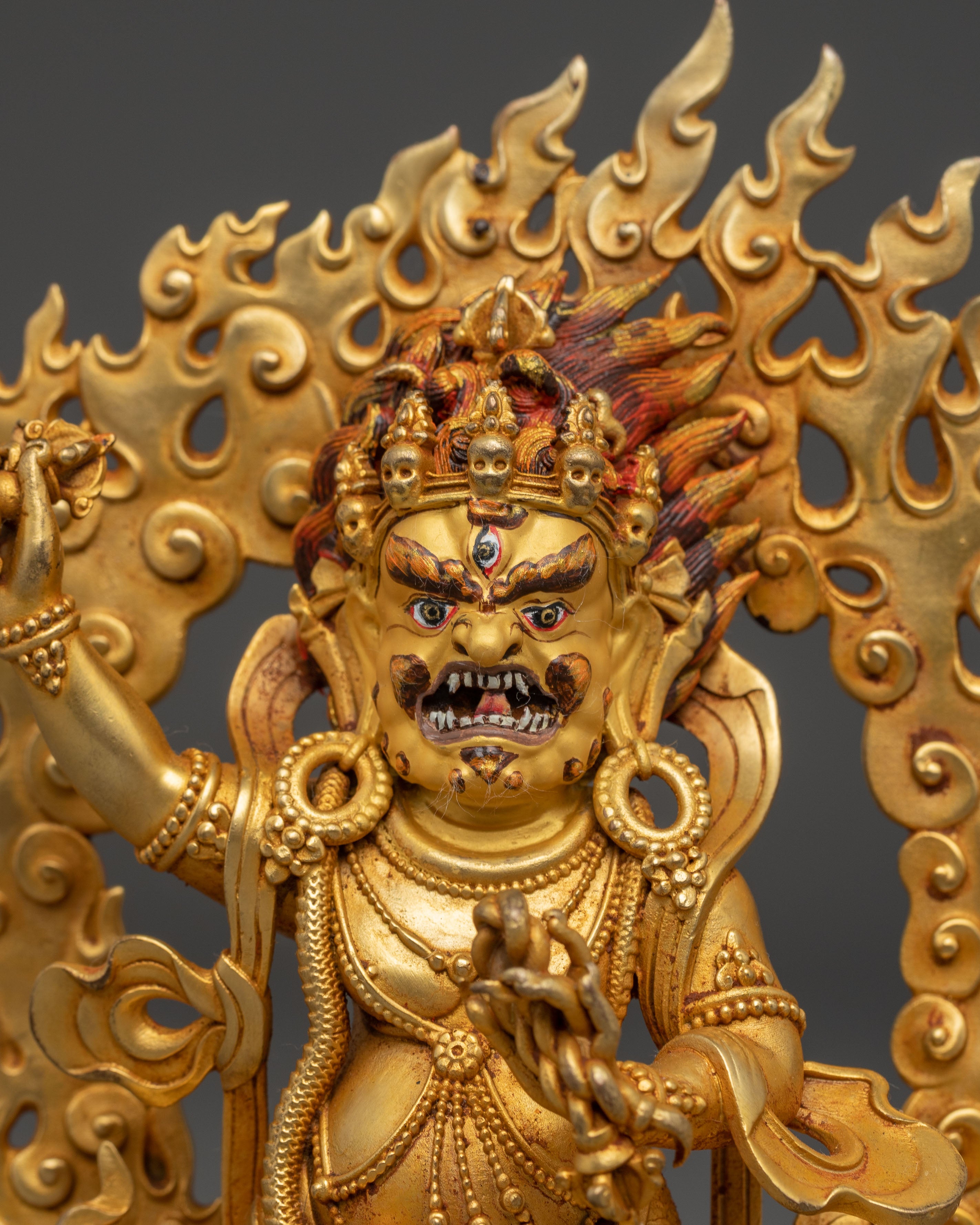 Tibetan Vajrapani Copper Figurine, Protector Deity | Symbol of Power