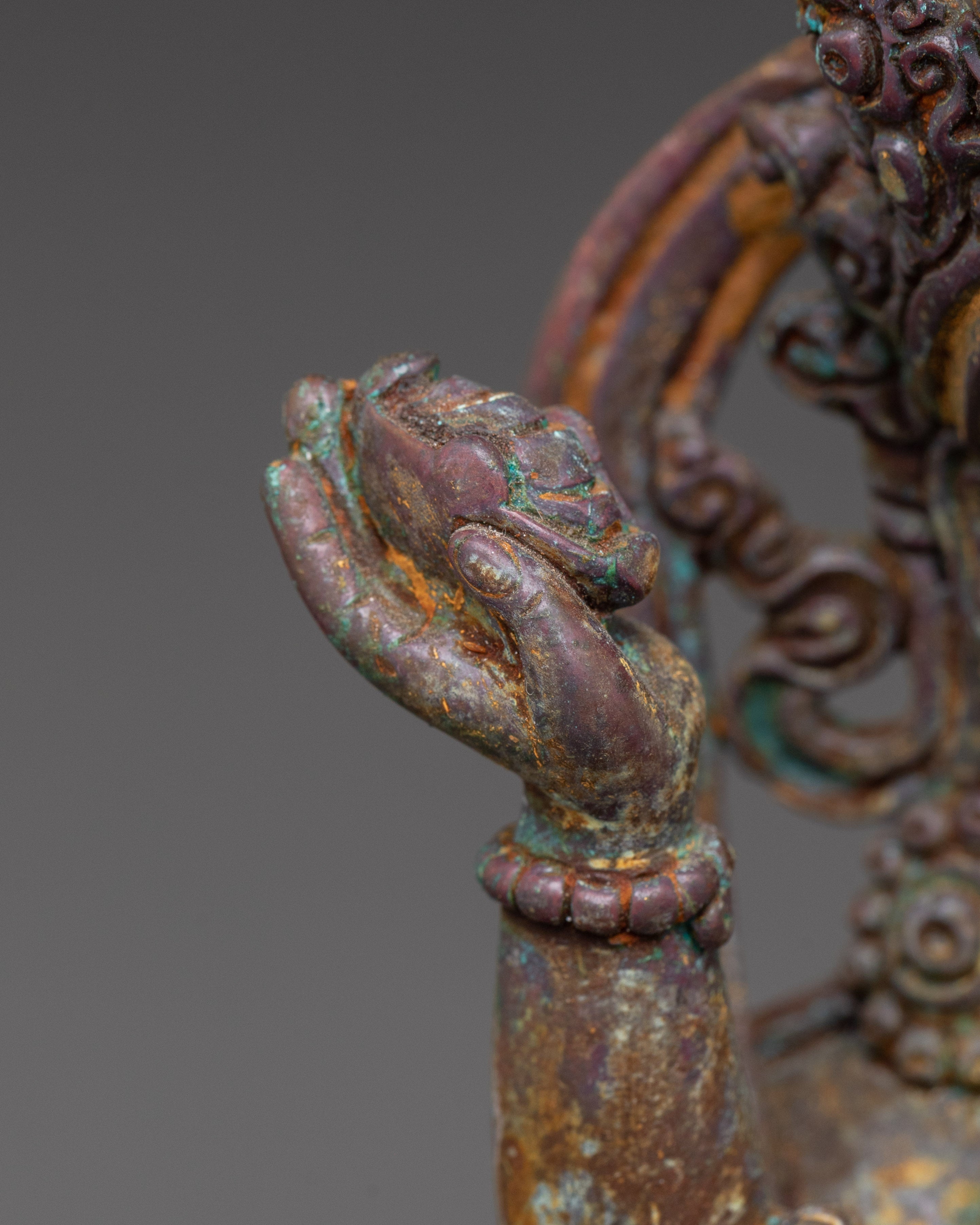 Statue of Buddha Amitayus with Consort | Oxidized Copper Sculpture