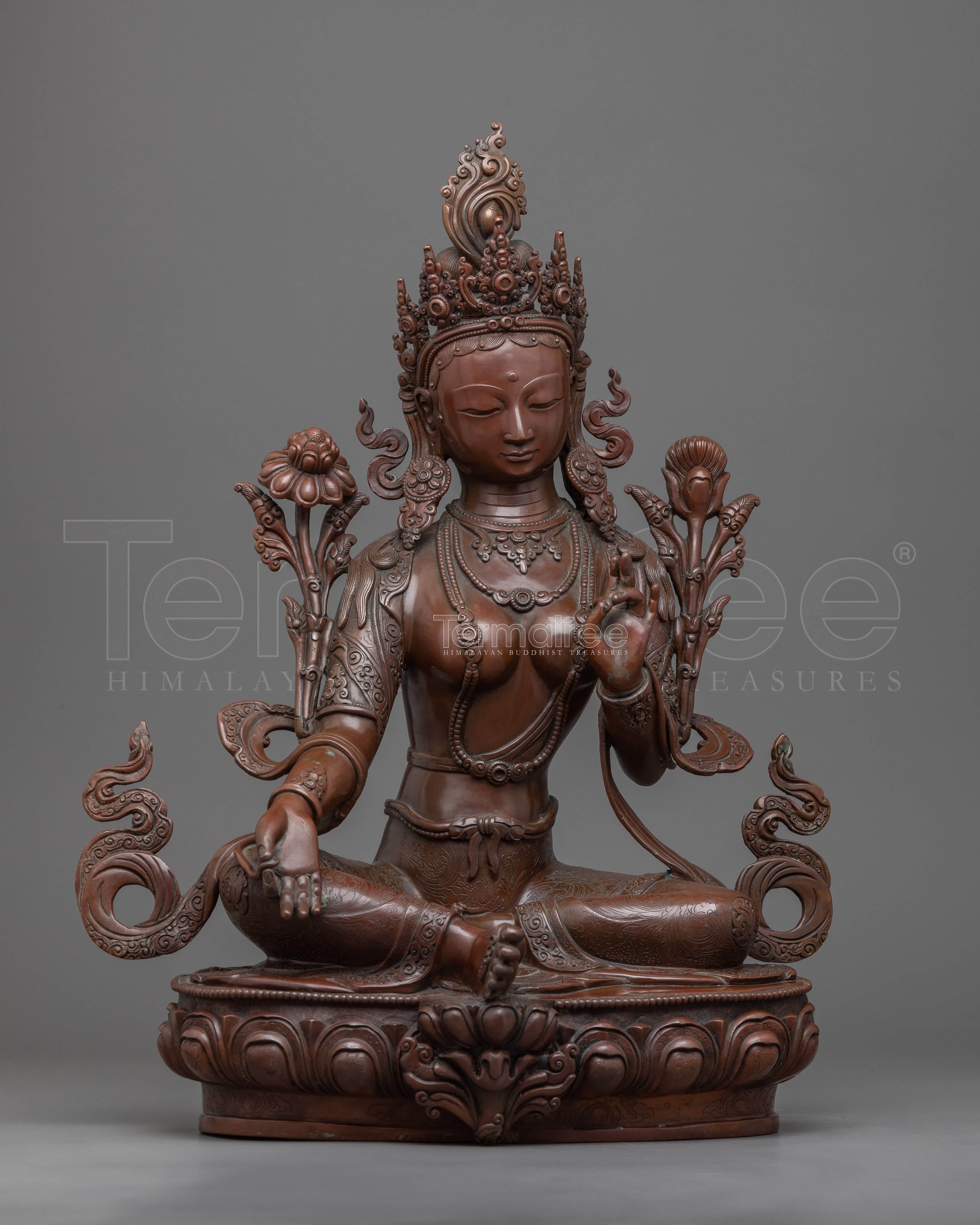 Green Tara Images | Himalayan Hand-made 24k Gold Gilded Statues