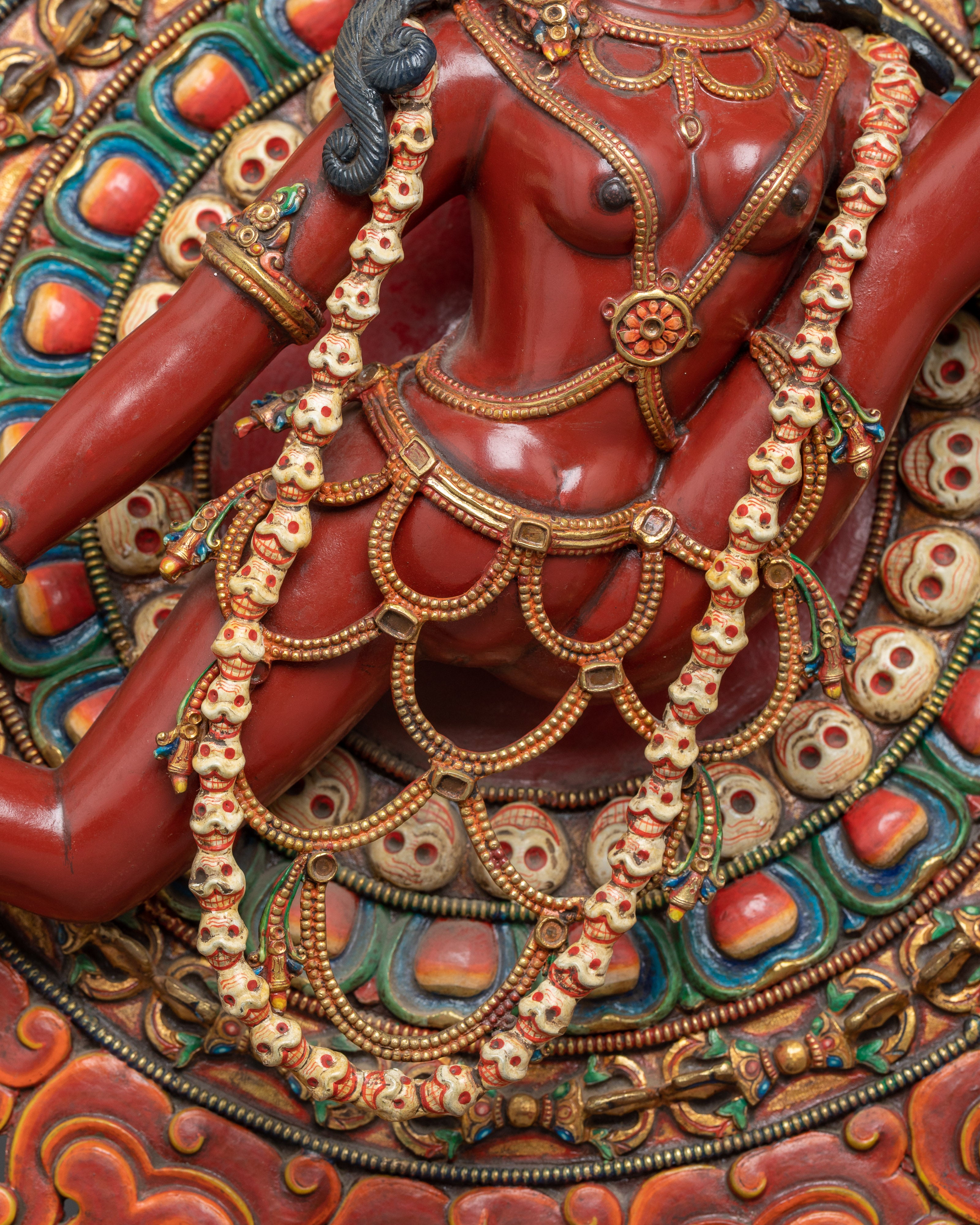 Experience the Power of the Fierce Vajra Yogini | Rich Red Acrylic painted Sculpture