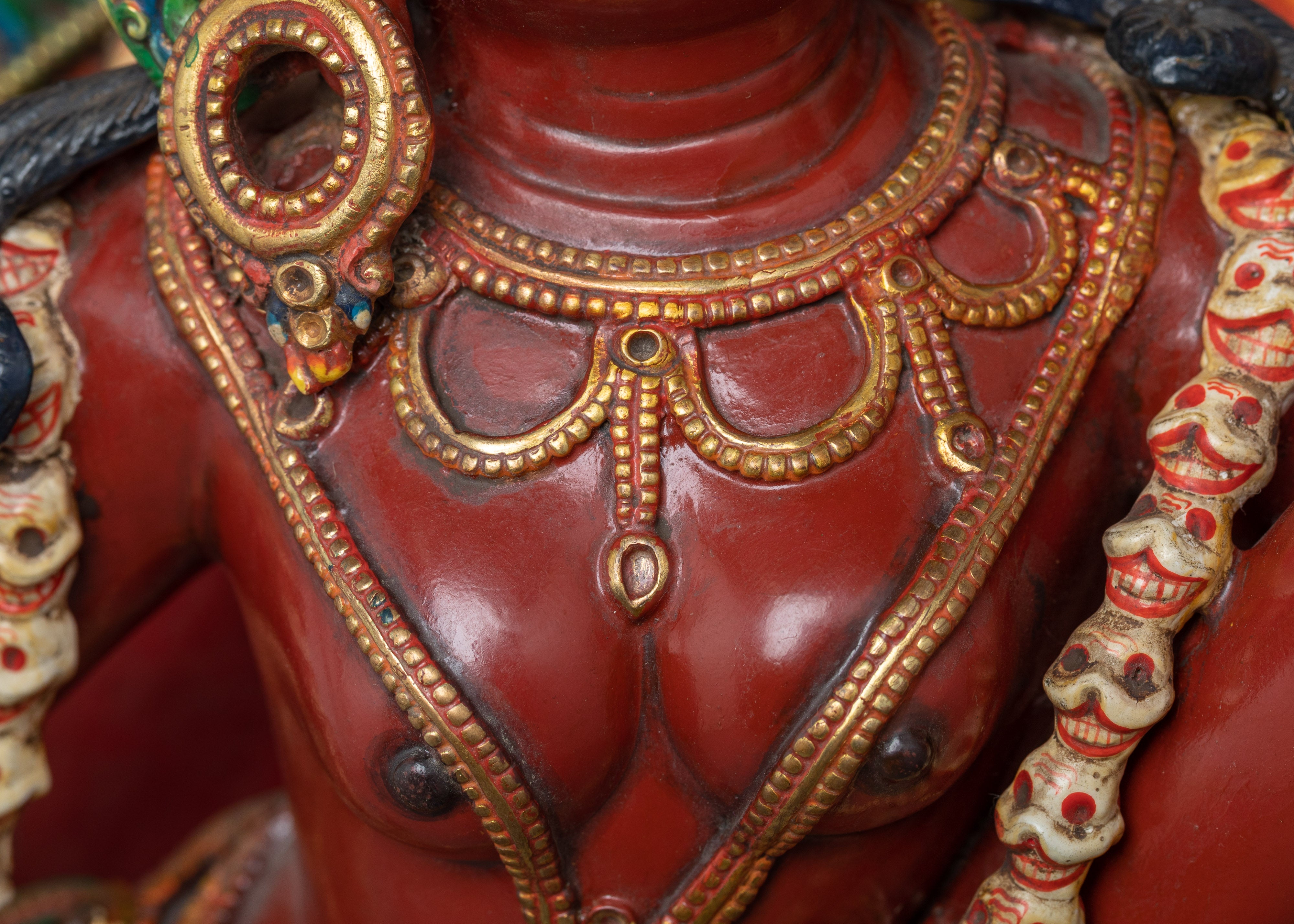 Experience the Power of the Fierce Vajra Yogini | Rich Red Acrylic painted Sculpture