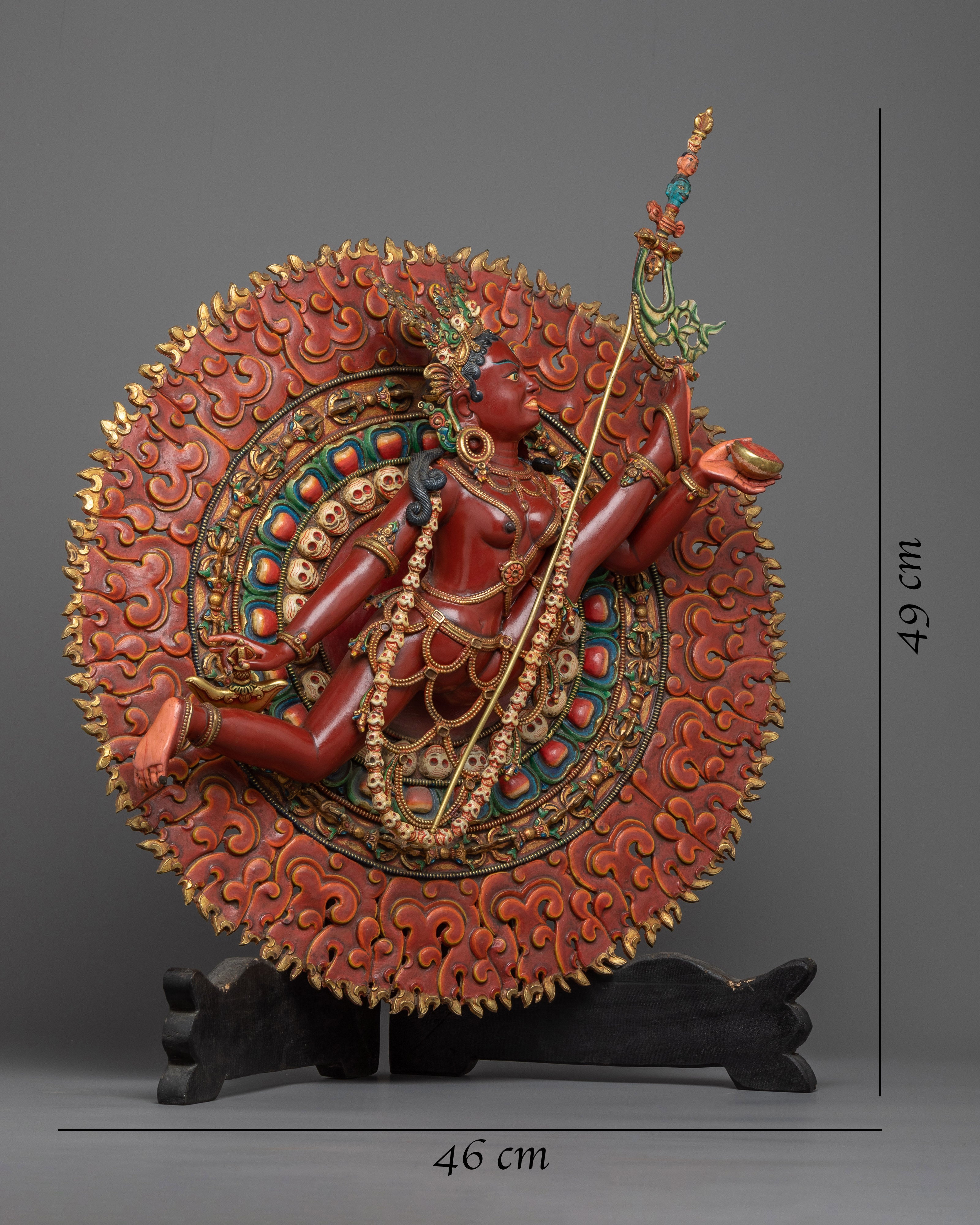 Experience the Power of the Fierce Vajra Yogini | Rich Red Acrylic painted Sculpture