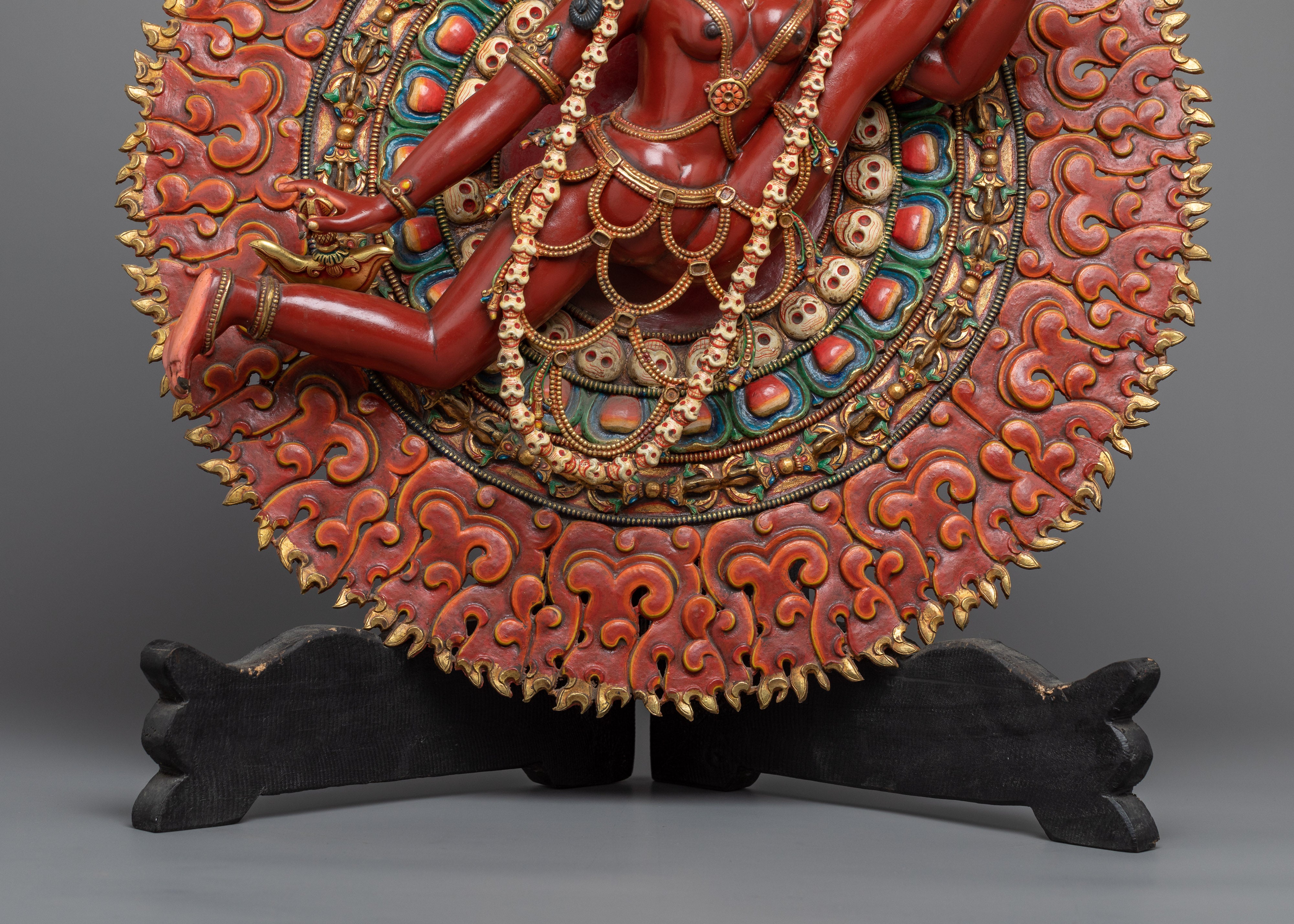 Experience the Power of the Fierce Vajra Yogini | Rich Red Acrylic painted Sculpture