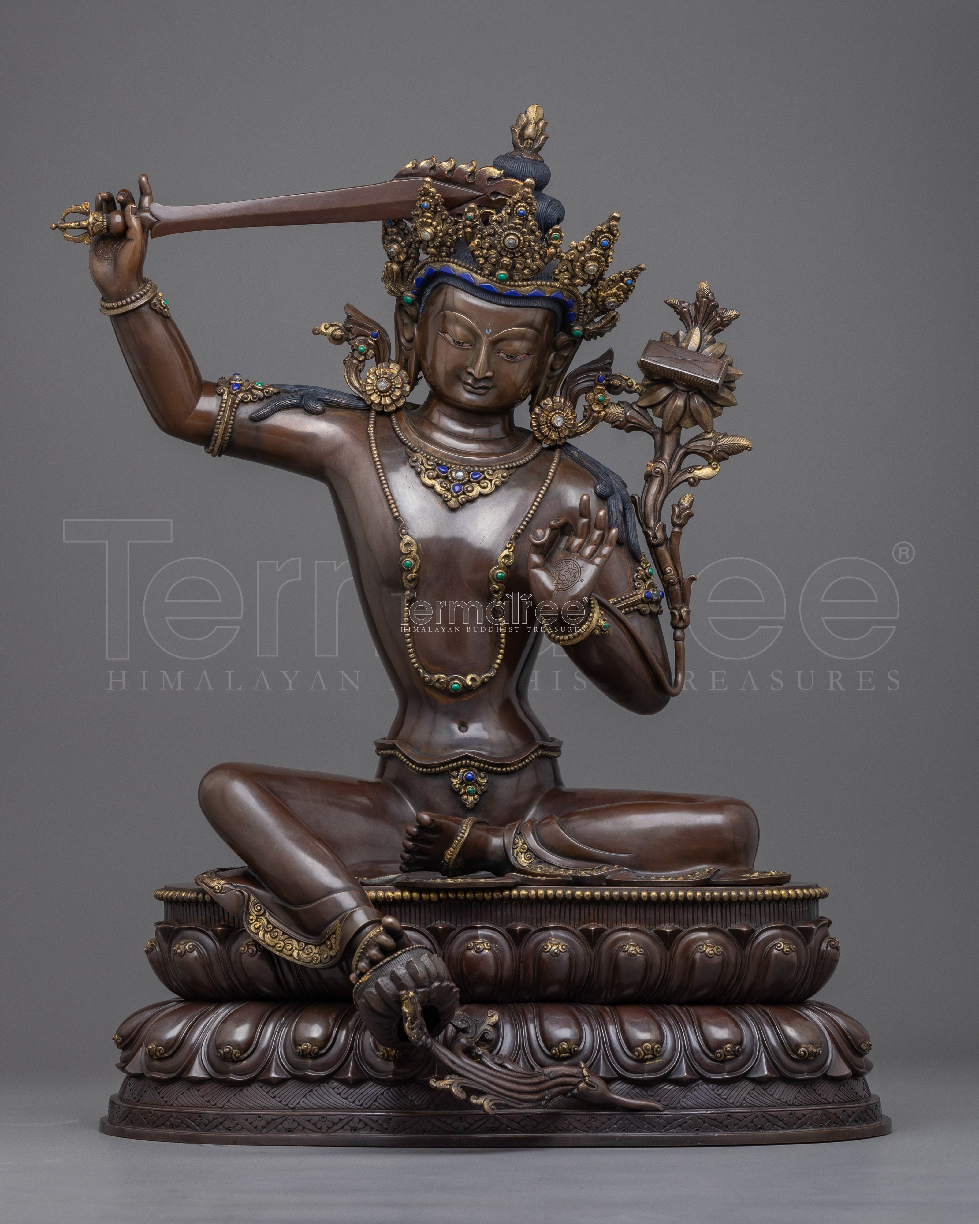 Manjushri Bodhisattva Mantra Practice Statue | Manjughosha, Bodhisattva of Wisdom