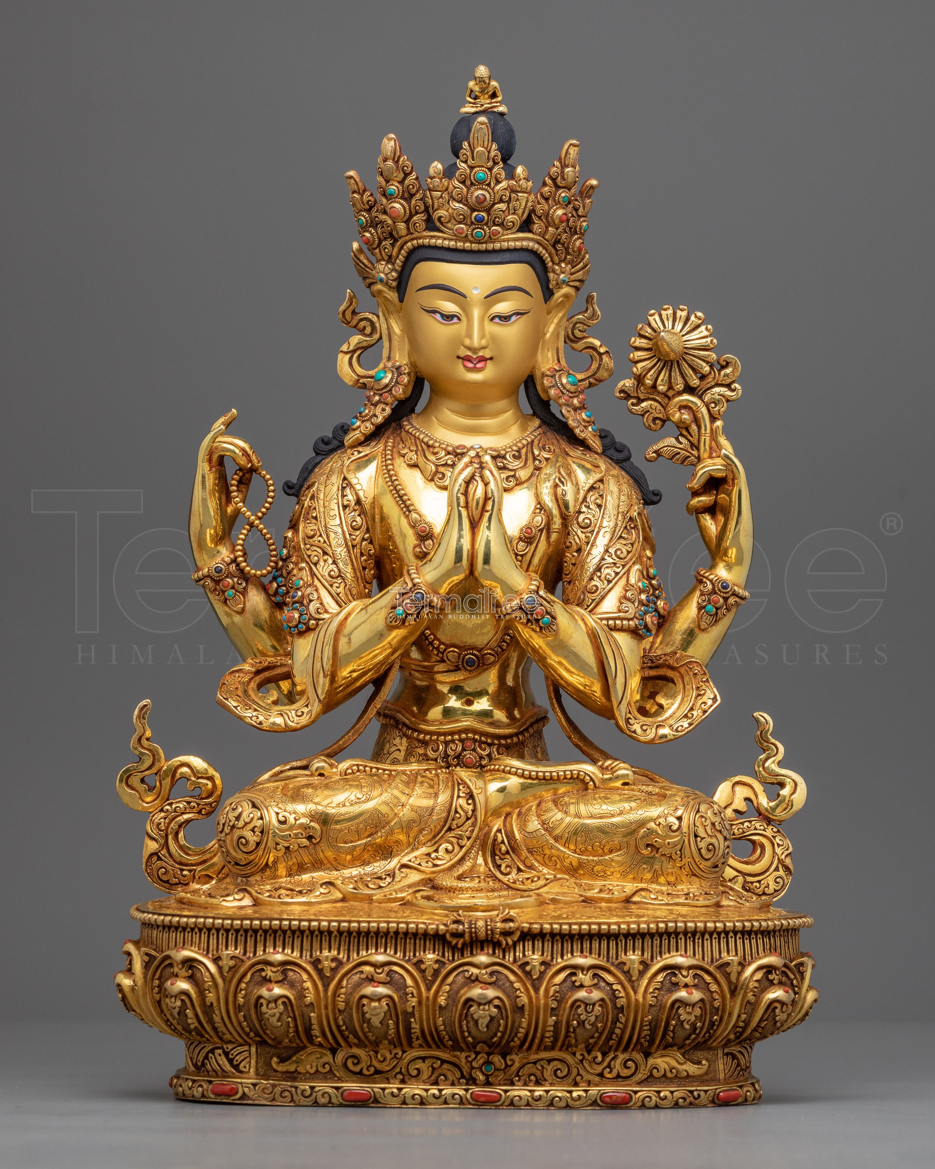Beautiful Chenrezig Golden Statue | Bodhisattva of Compassion