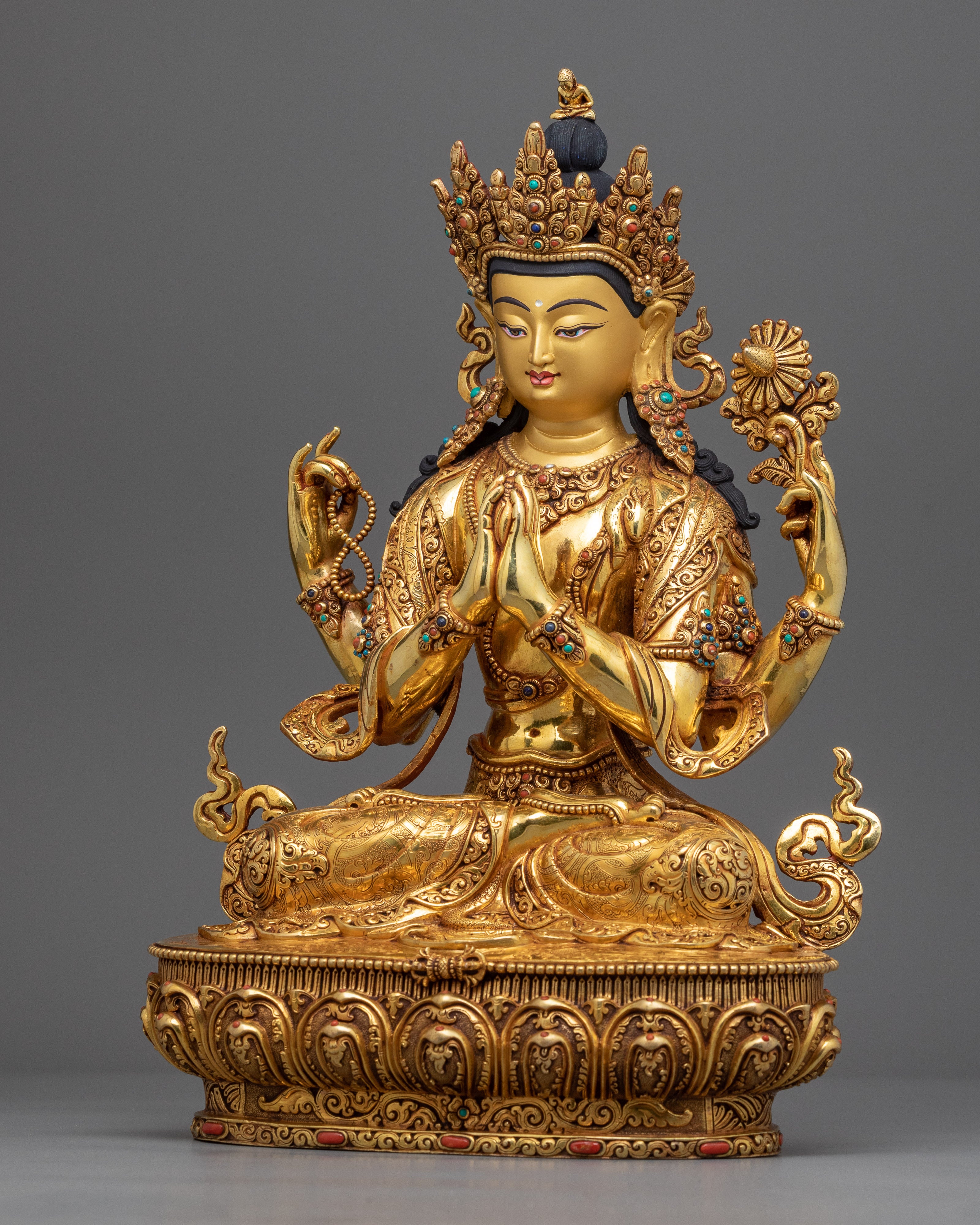 Beautiful Chenrezig Golden Statue | Bodhisattva of Compassion