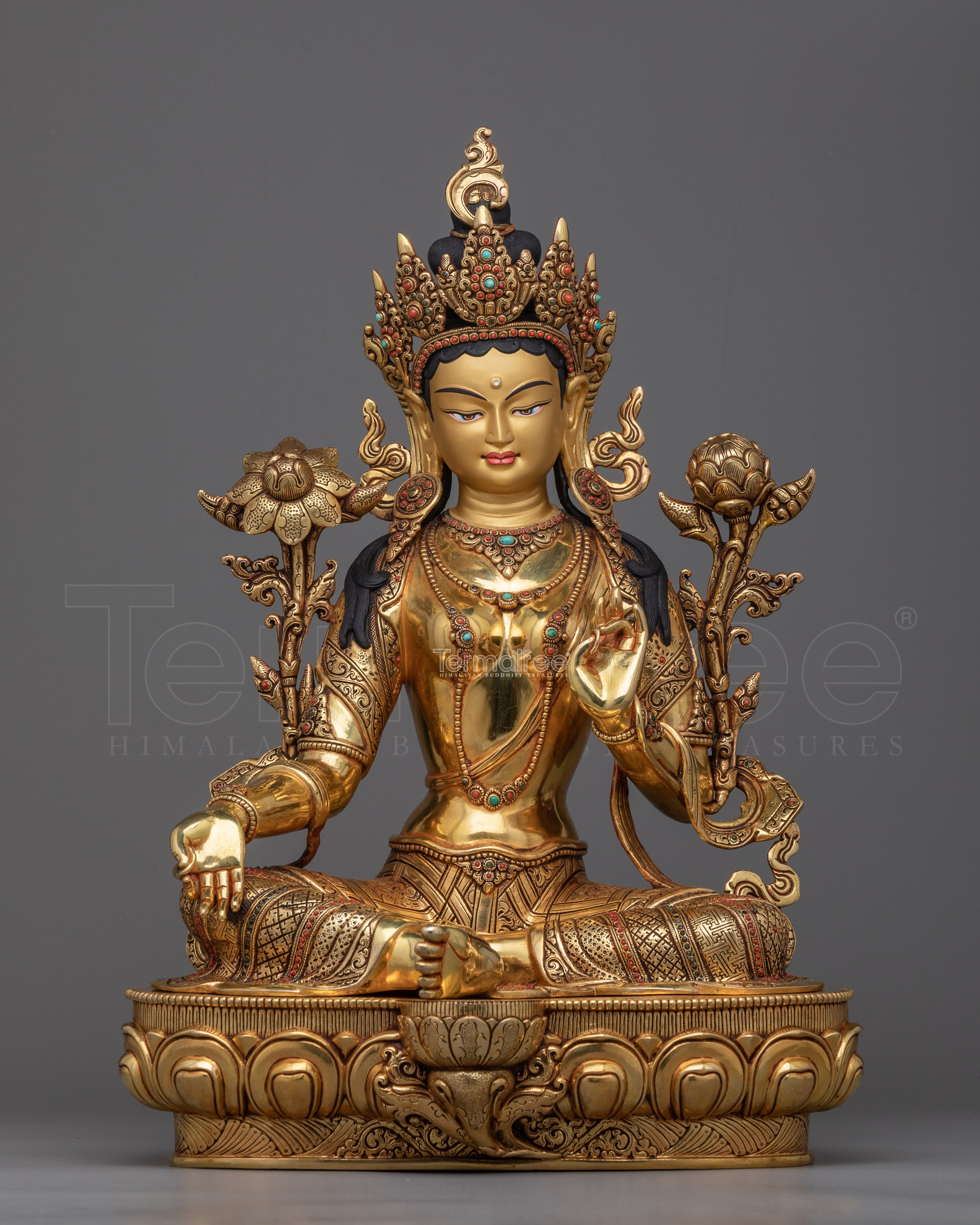 Green Tara Goddess Sculpture | Handmade in Nepal, Himalayan Buddhist Art