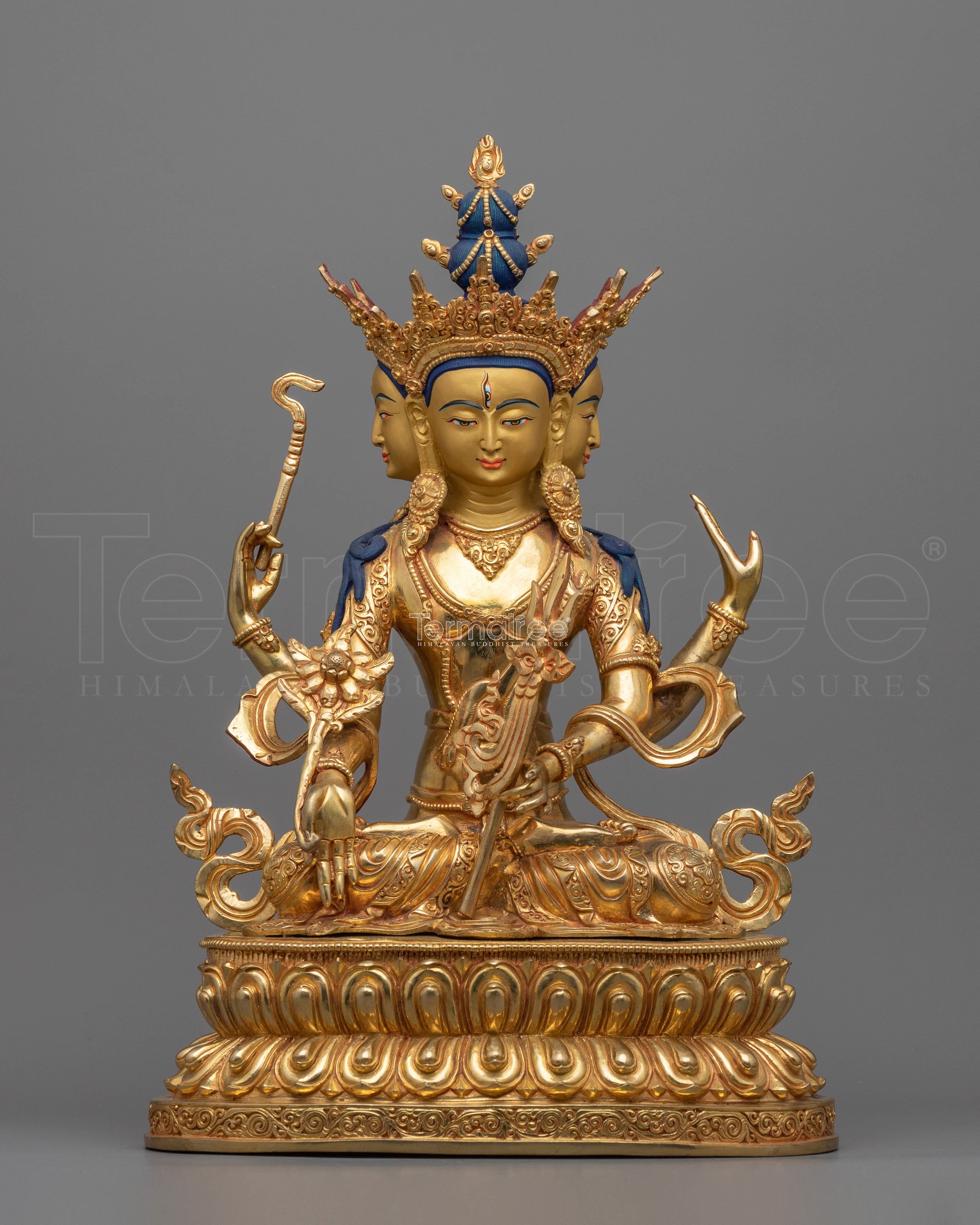 Amoghapasha Lokeshvara Statuette | Traditional Himalayan Artwork of Bodhisattva