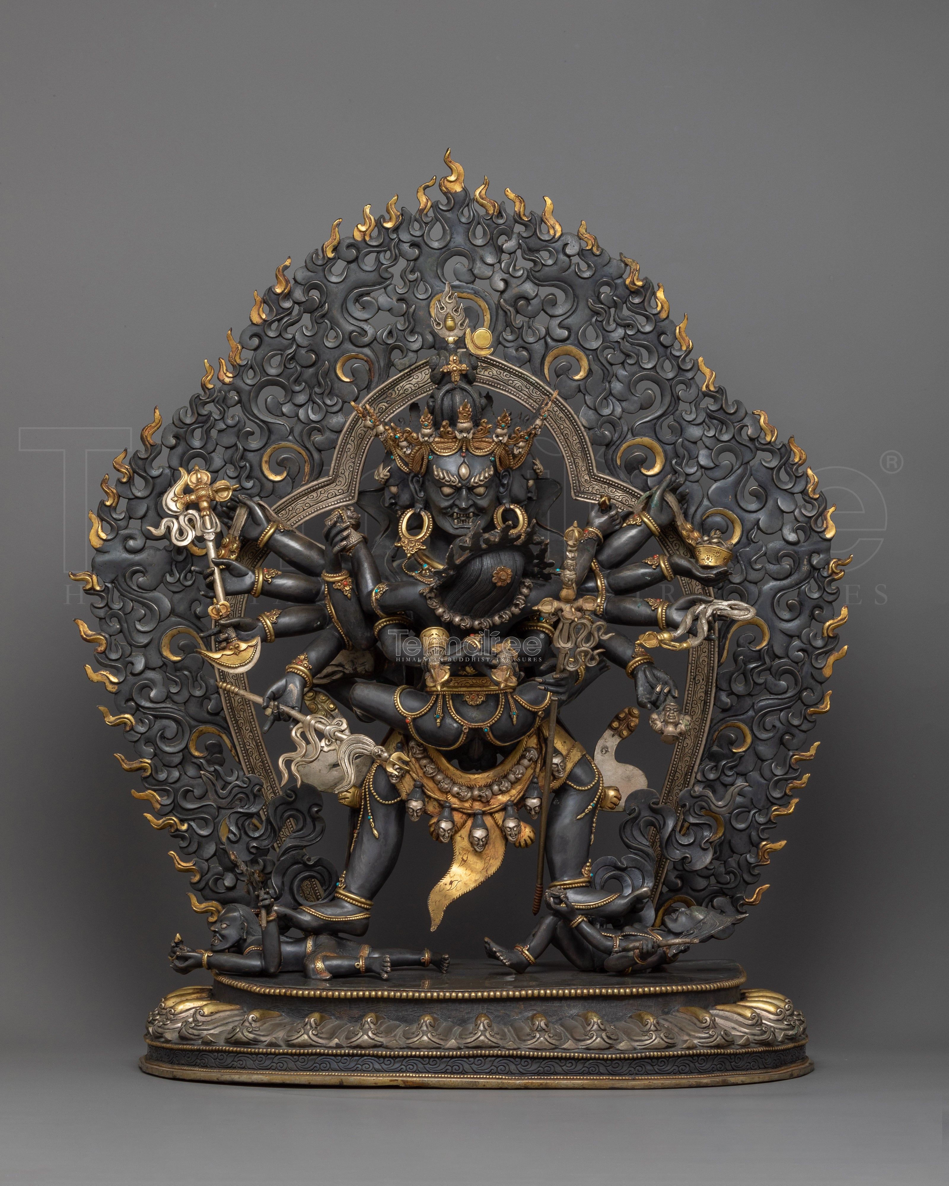 Kalachakra Symbol Practice Sculpture | Oxidized Copper Buddhist Art