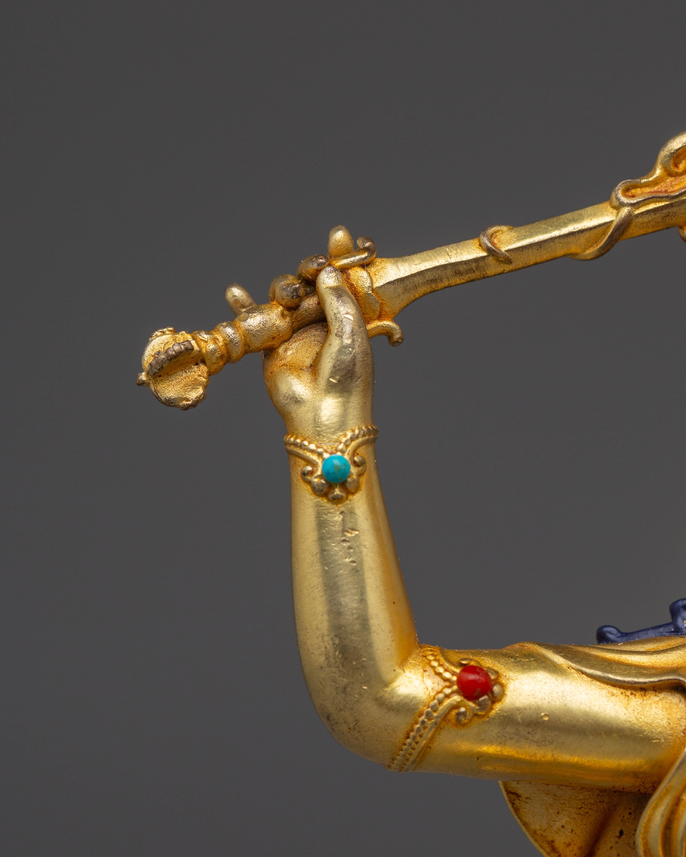 Machine-Made Golden Statue of Manjushri Bodhisattva | Symbol of Wisdom