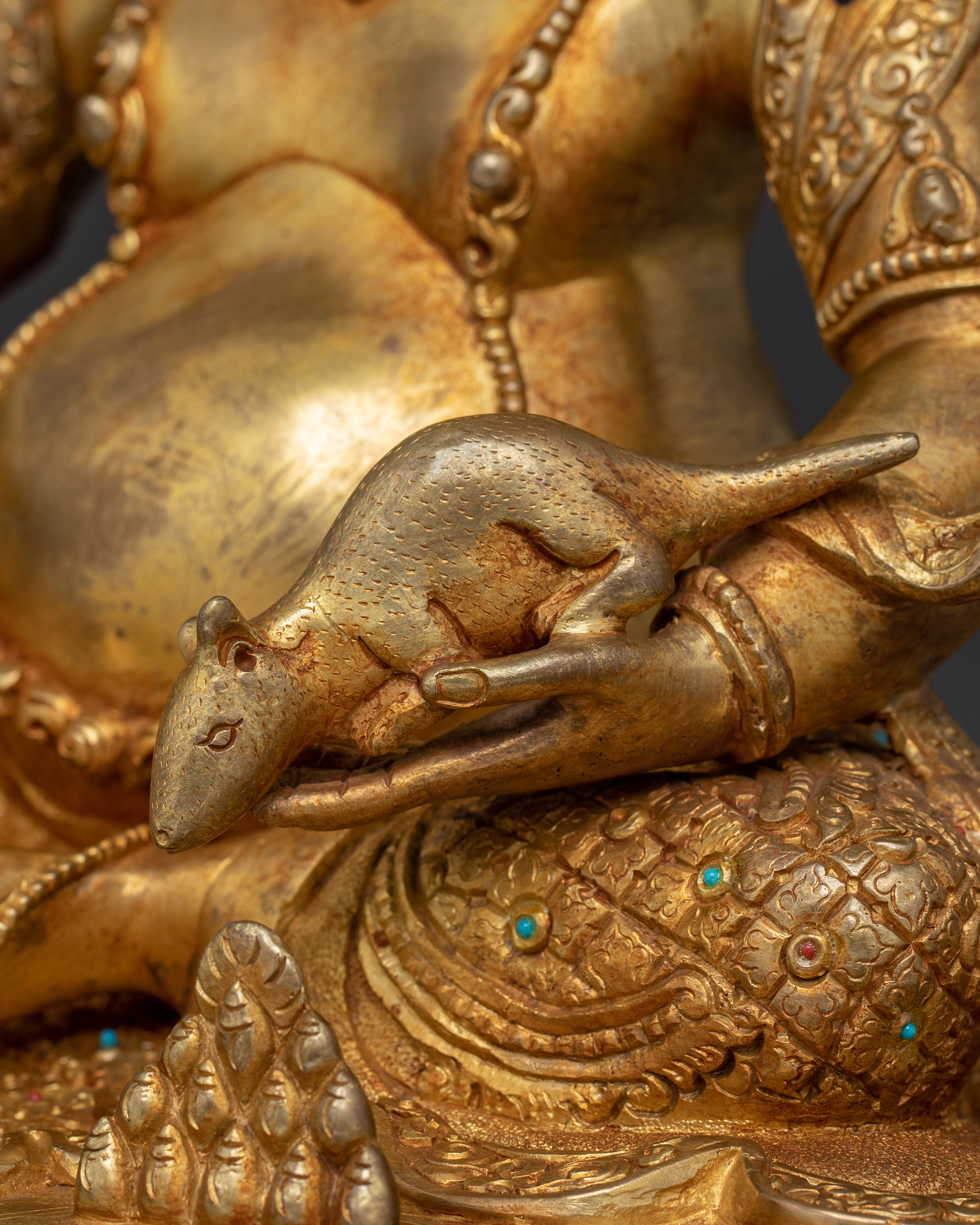 Golden Majestic Wealth Icon Dzambhala Statue | Tibetan Protector Deity