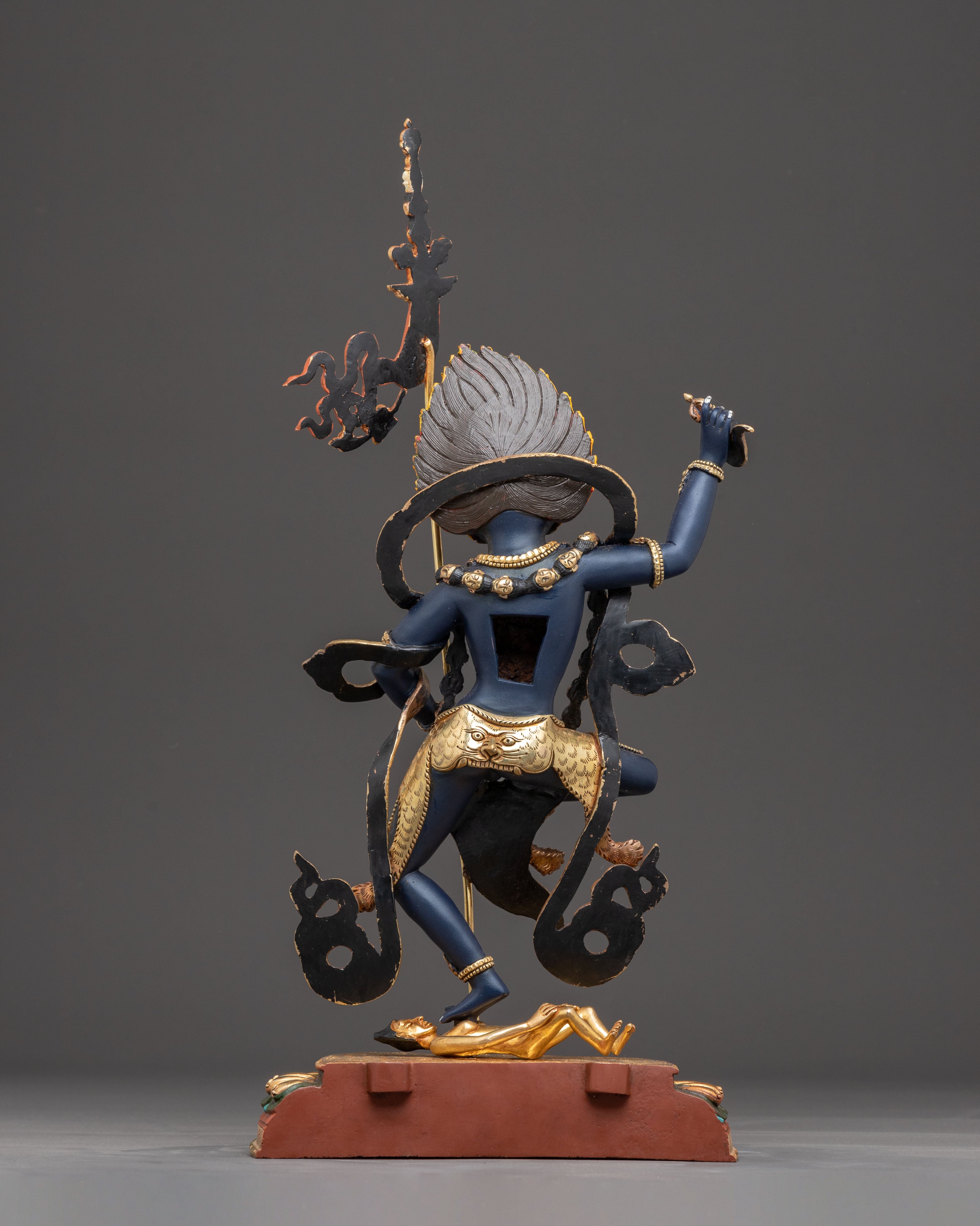 Handcrafted Dharma Protector Simhamukha Sculpture | Wrathful Guardian Deity