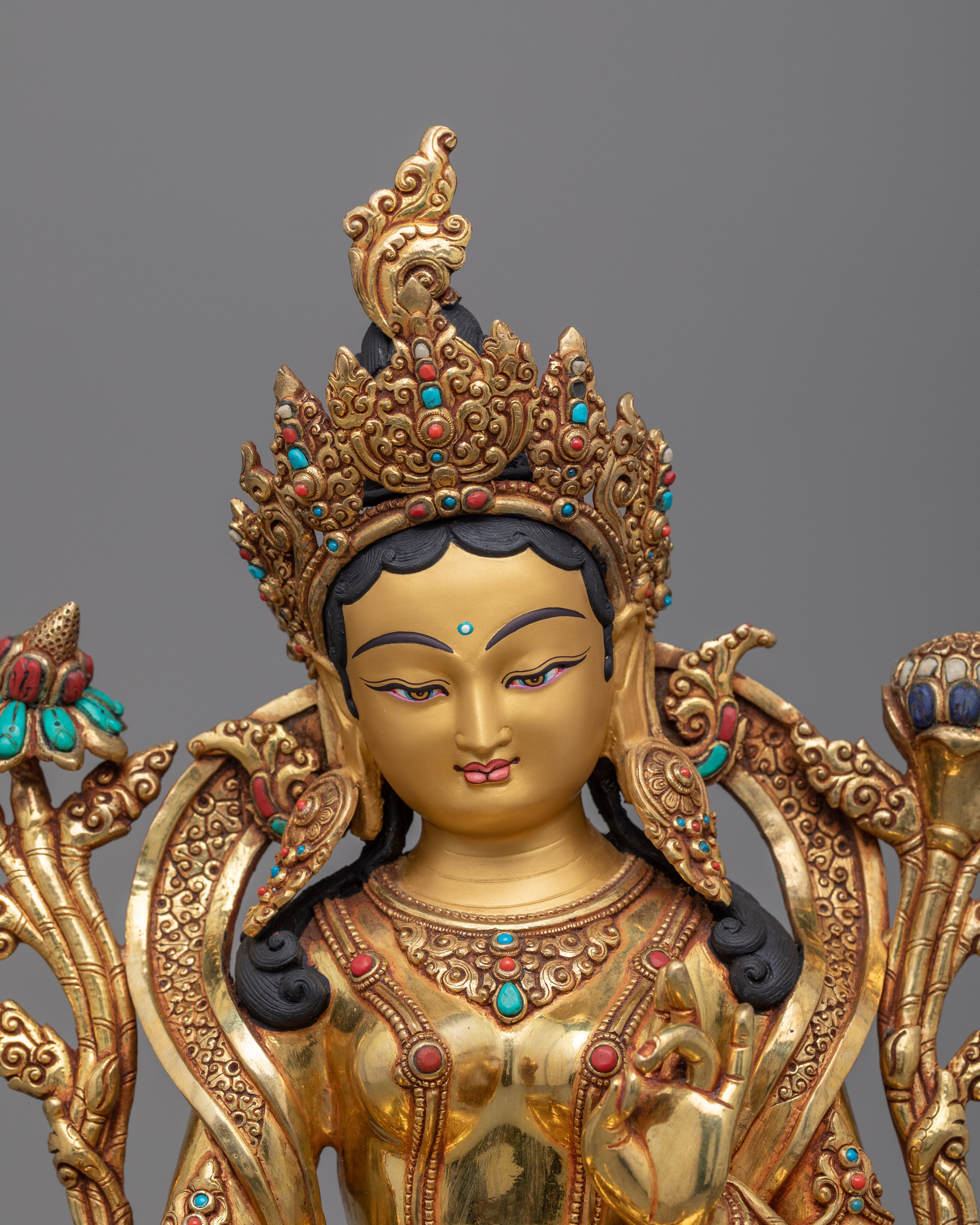 Green Tara Ma Tara | A Symbol of Compassion and Swift Action in a Beautiful Gold Gilded Statue