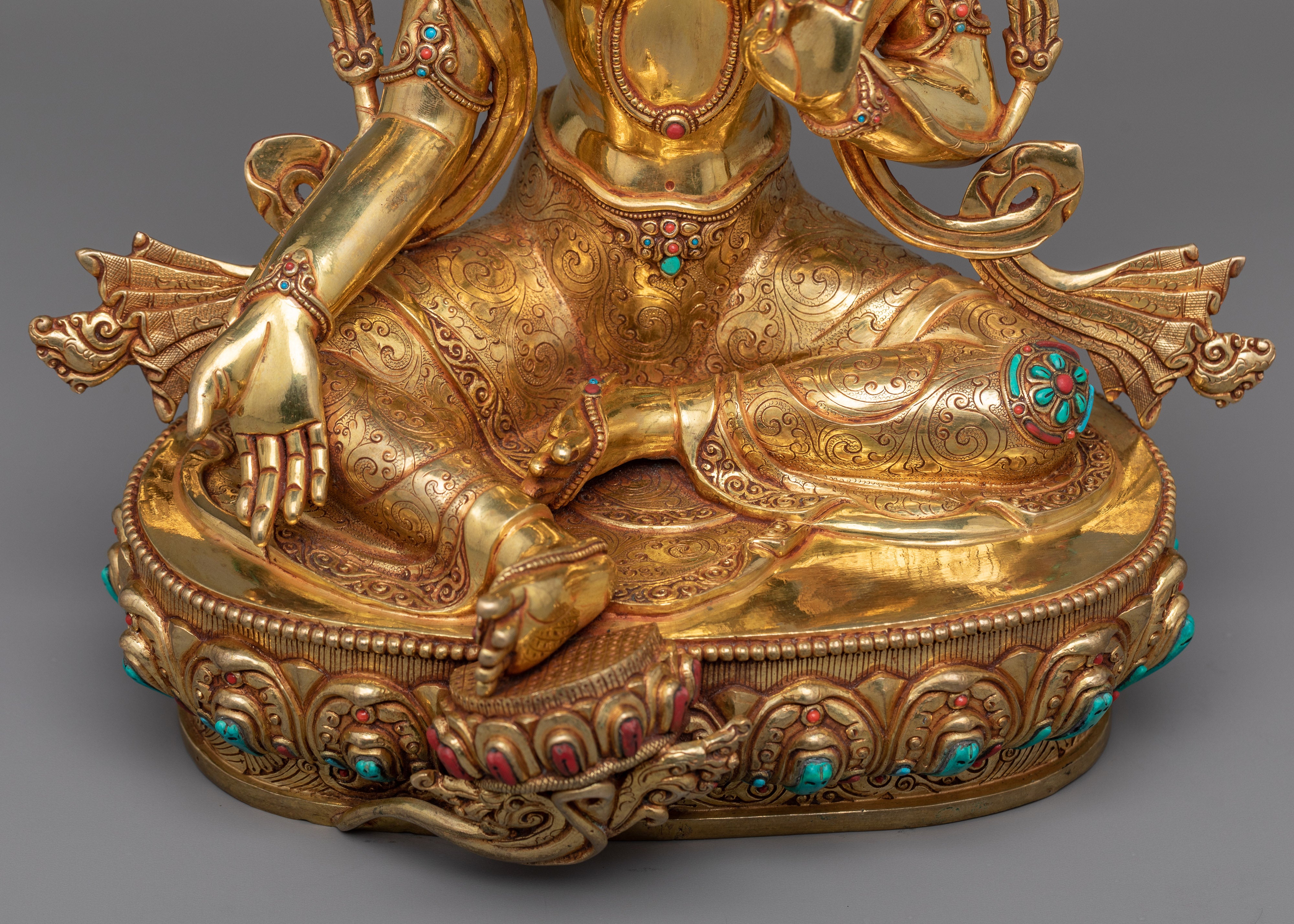 Green Tara Ma Tara | A Symbol of Compassion and Swift Action in a Beautiful Gold Gilded Statue