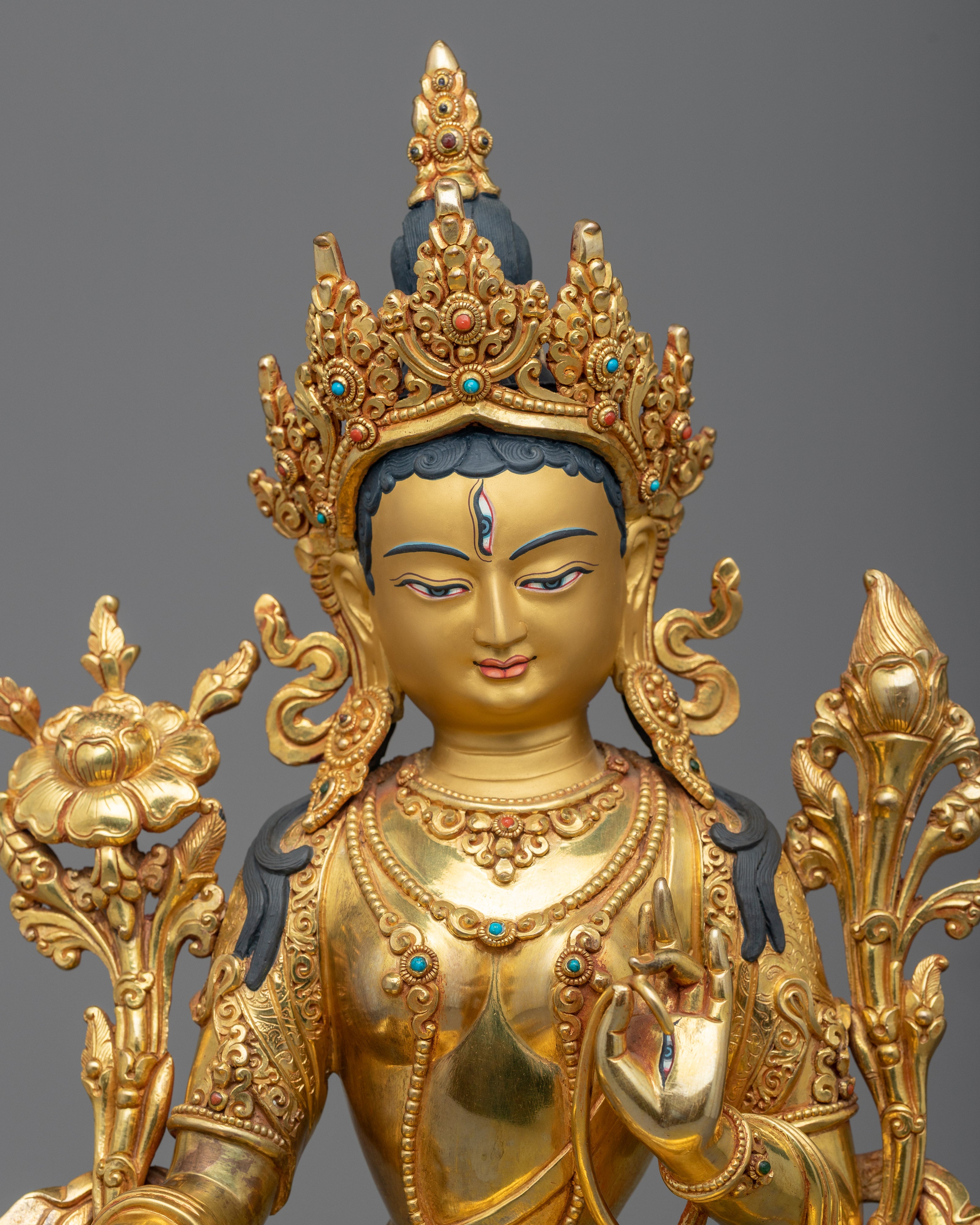 Graceful 14.9" White Tara Goddess Statue | Embodying the Essence of Compassion