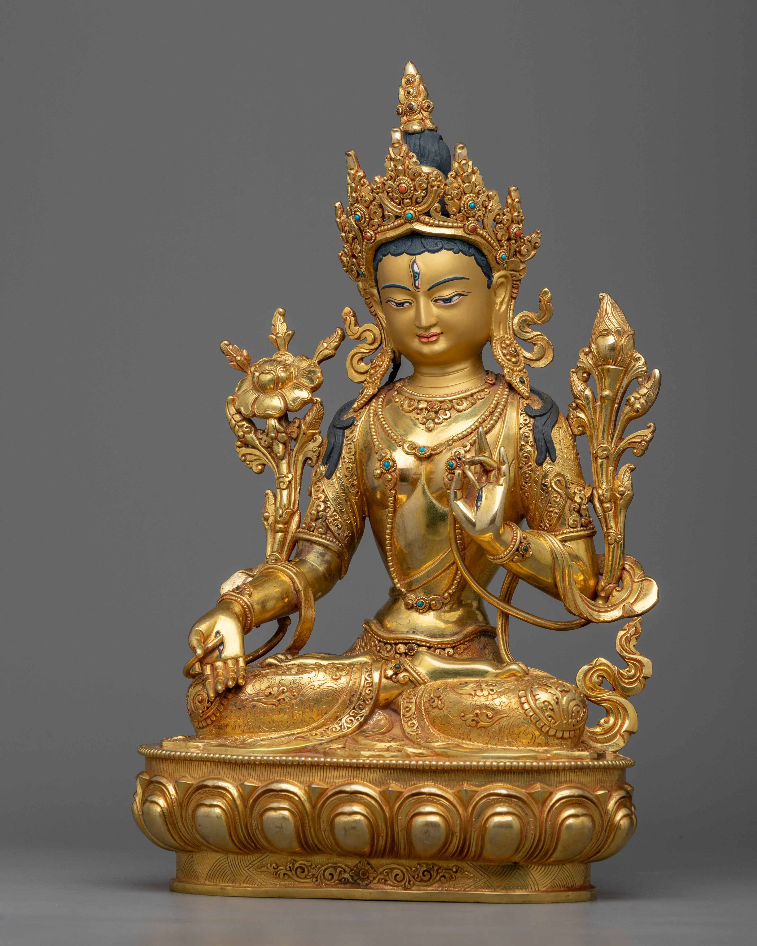 Graceful 14.9" White Tara Goddess Statue | Embodying the Essence of Compassion