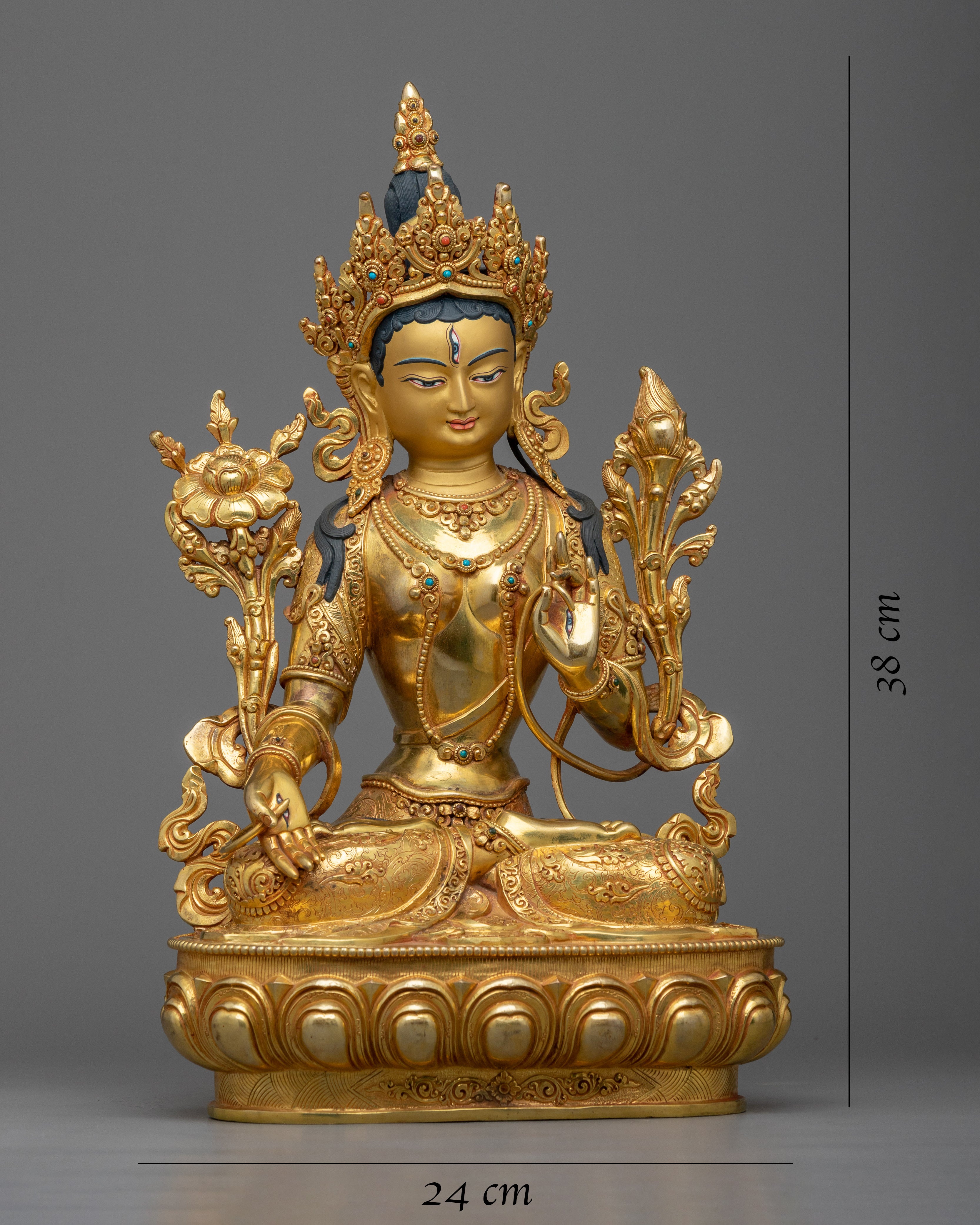 Graceful 14.9" White Tara Goddess Statue | Embodying the Essence of Compassion