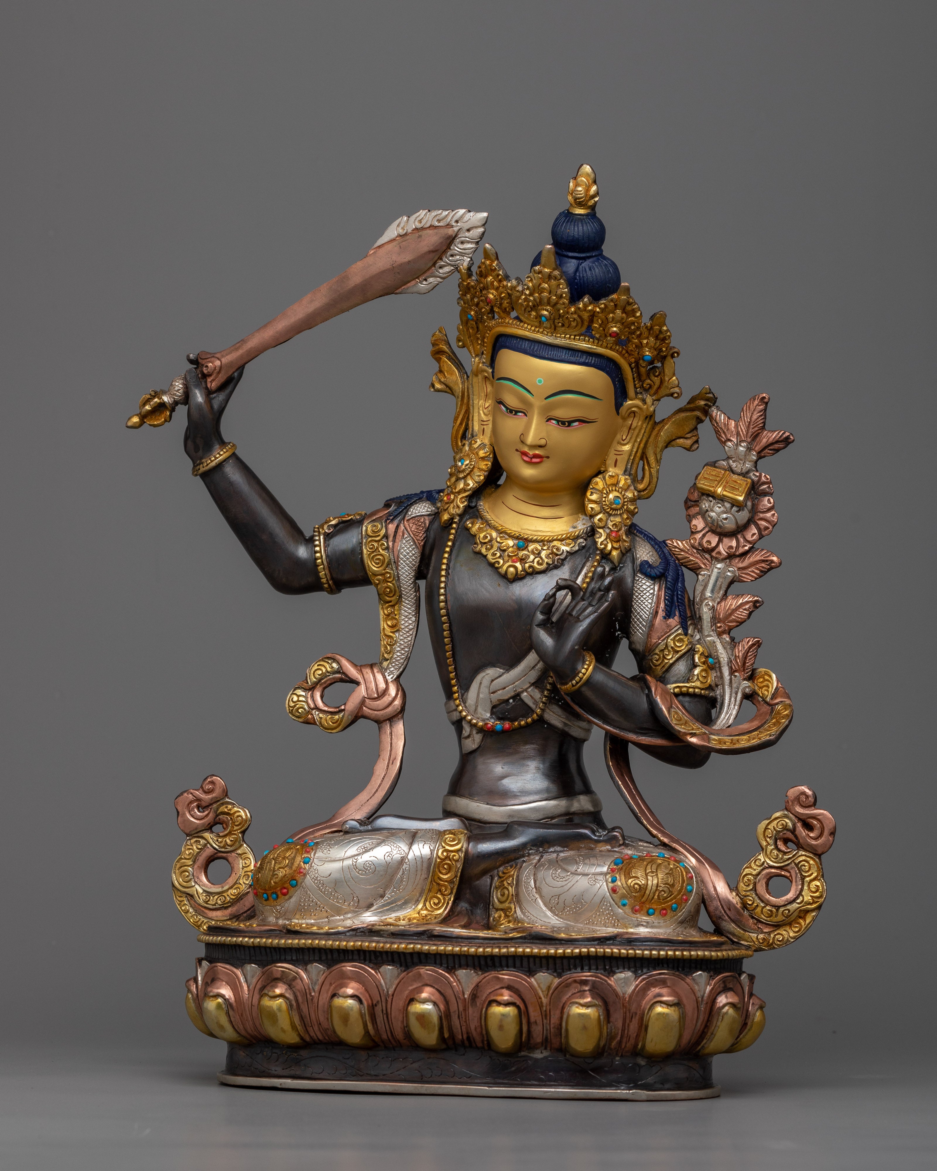 Exquisite 13.3" Jampelyang Prayer Statue | A Symbol of Wisdom and Spiritual Pow