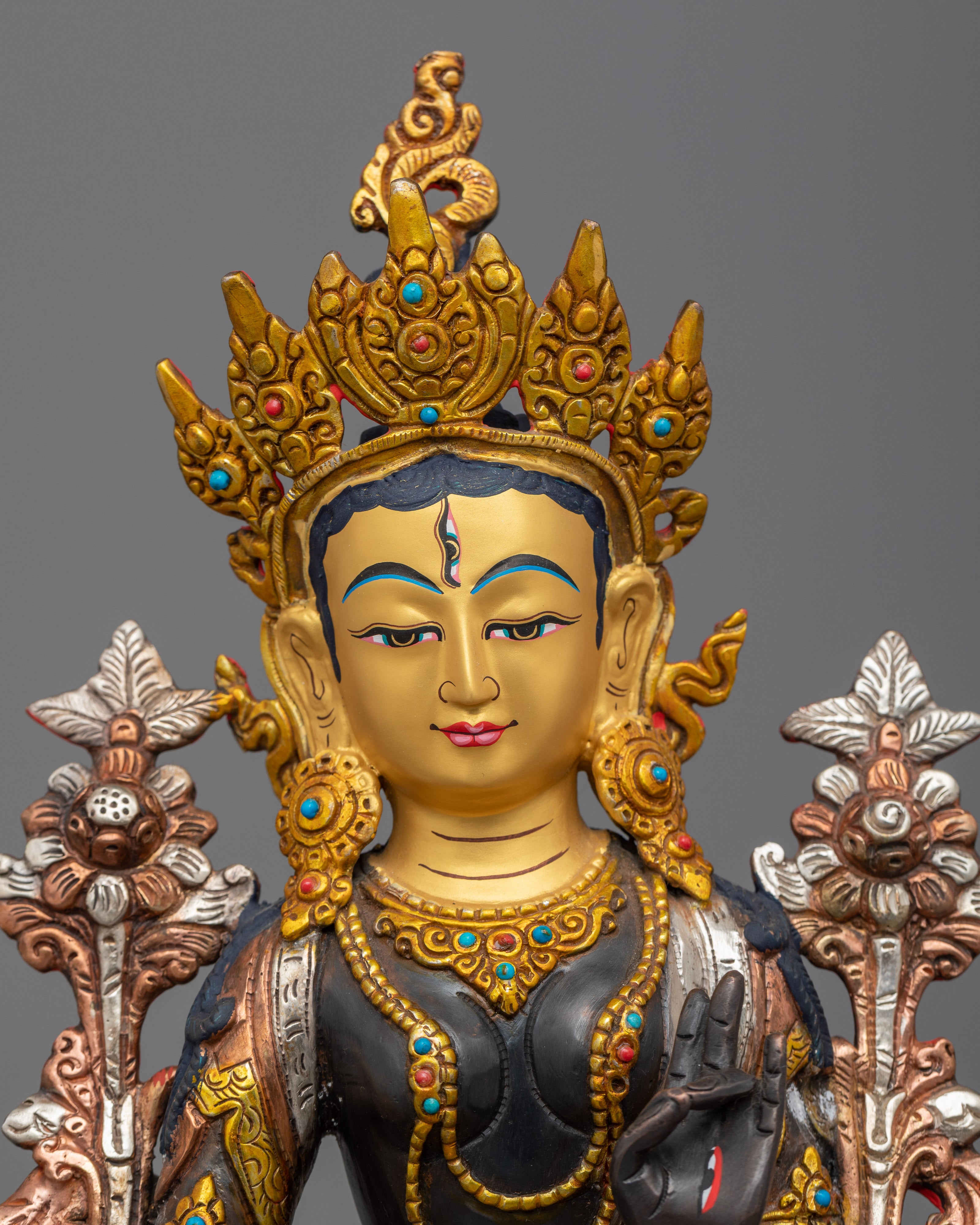 Elegant 14.5" White Tara Goddess Buddhism | Embrace the Compassionate Spirit of Tara Statue