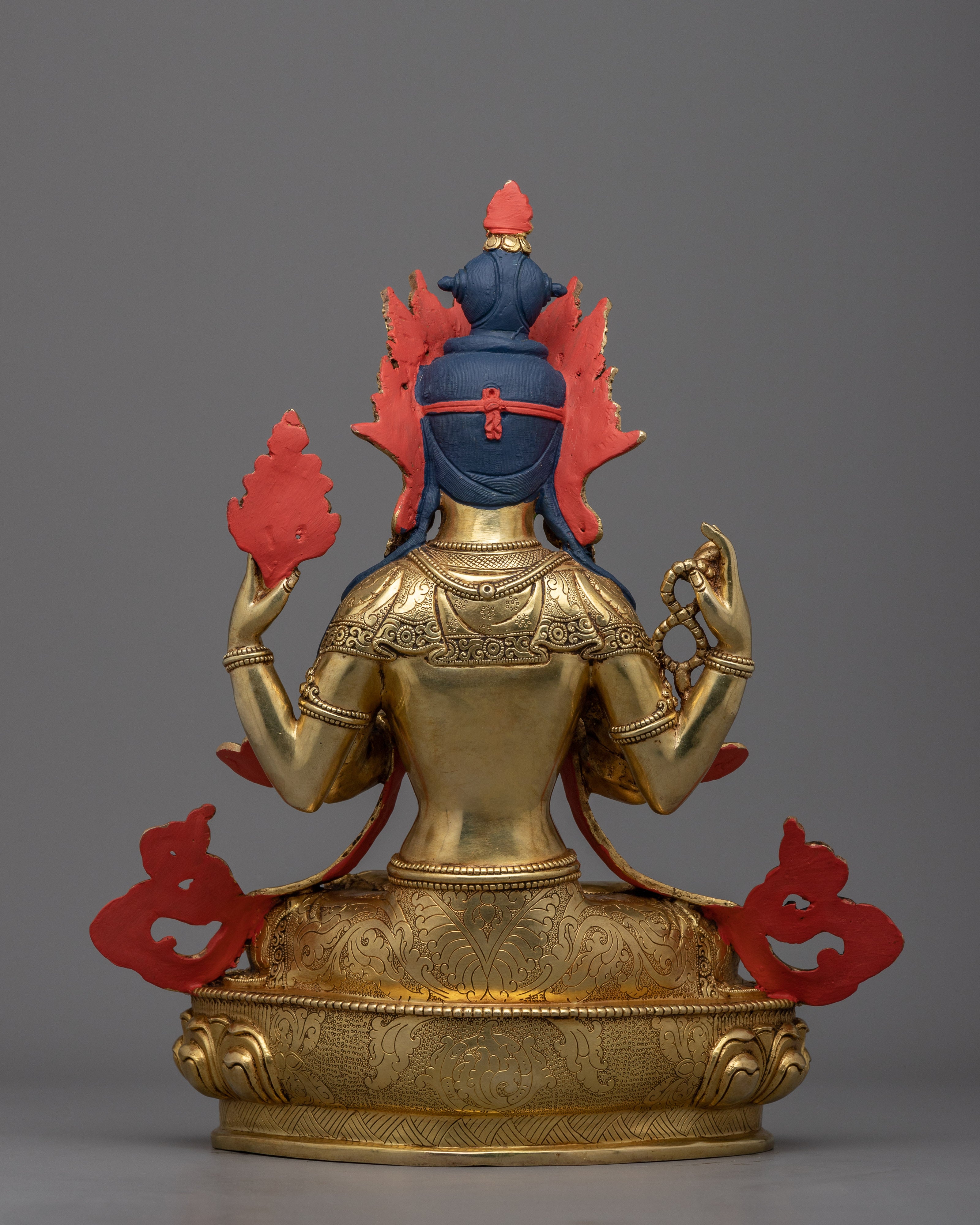 Handcrafted 12.9" Multi Armed Buddha Chenrezig Statue | Spiritual and Aesthetic Enrichment