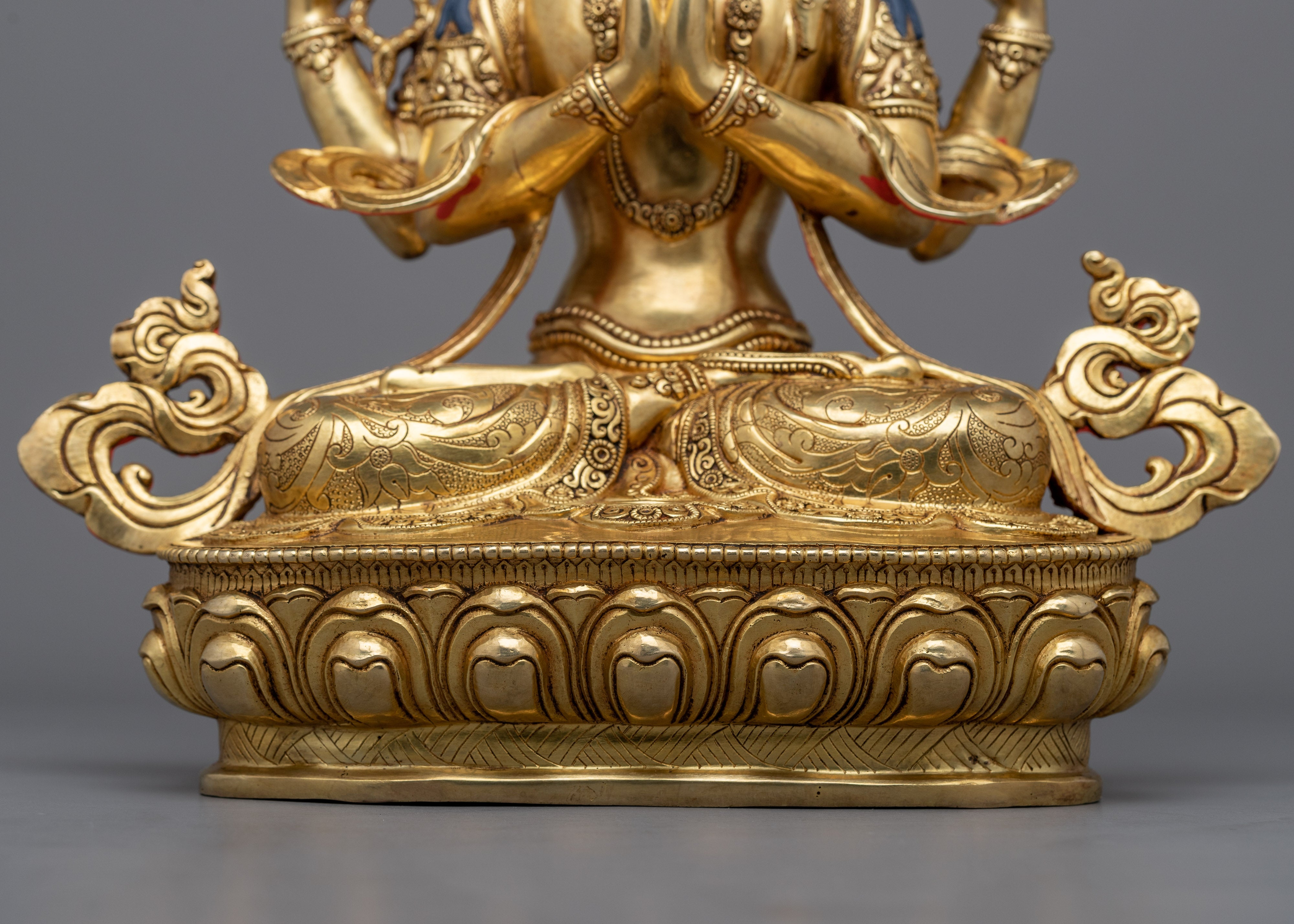Handcrafted 12.9" Multi Armed Buddha Chenrezig Statue | Spiritual and Aesthetic Enrichment