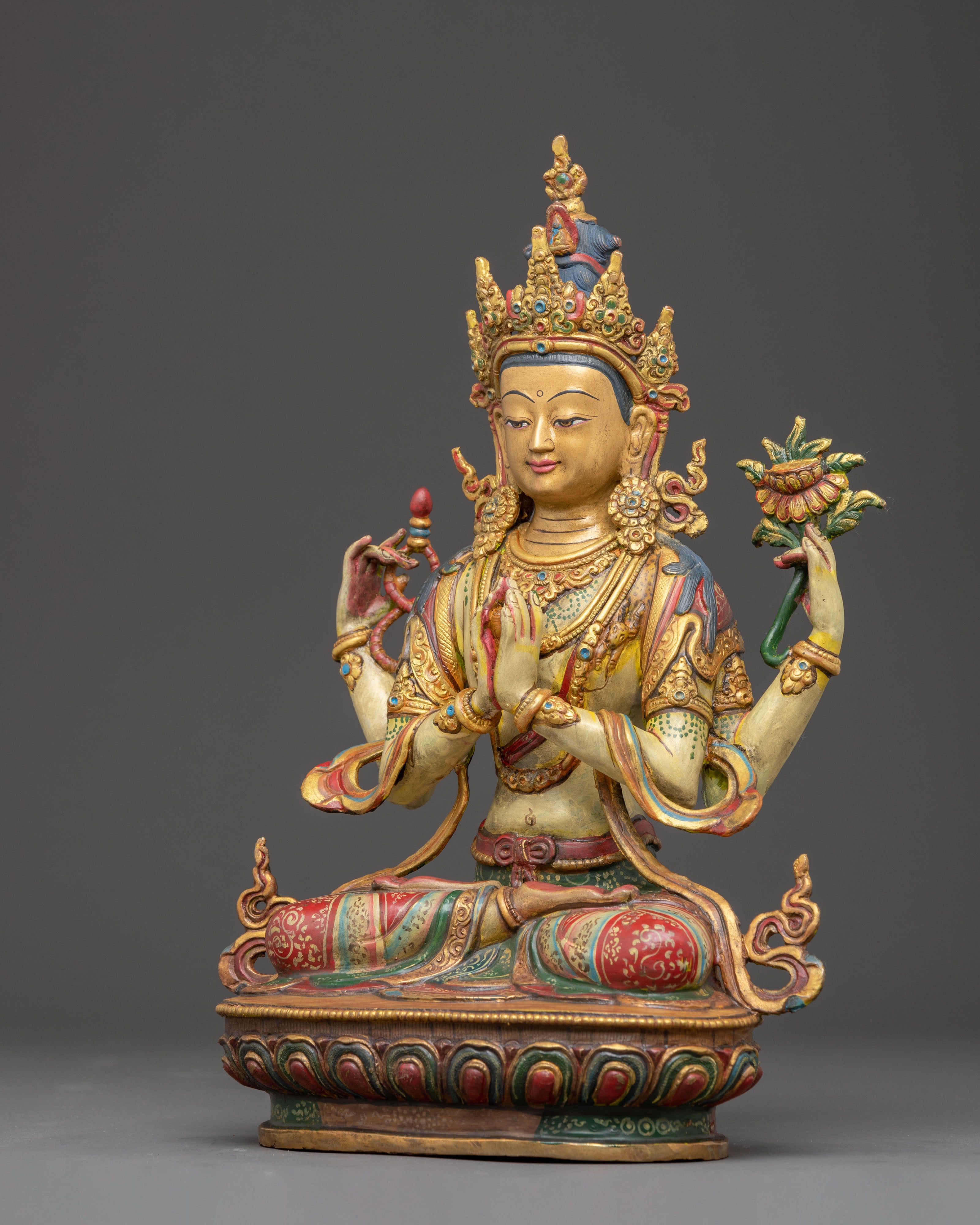 Handmade Himalayan Chenrezig Art Bodhisattva of Wisdom
