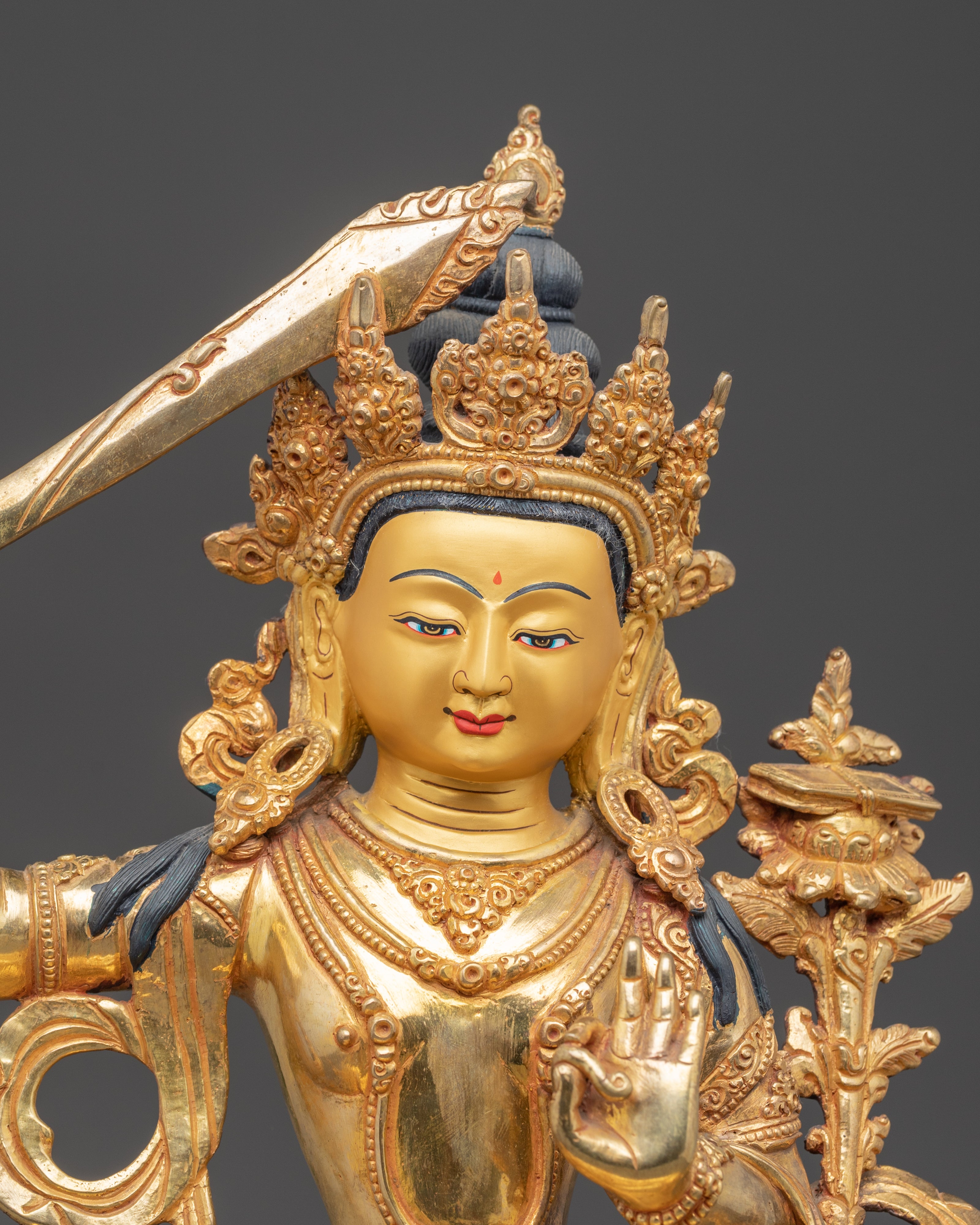 Wisdom Bodhisattva Manjushri Golden Statue | Embodiment of Transcendent Insight