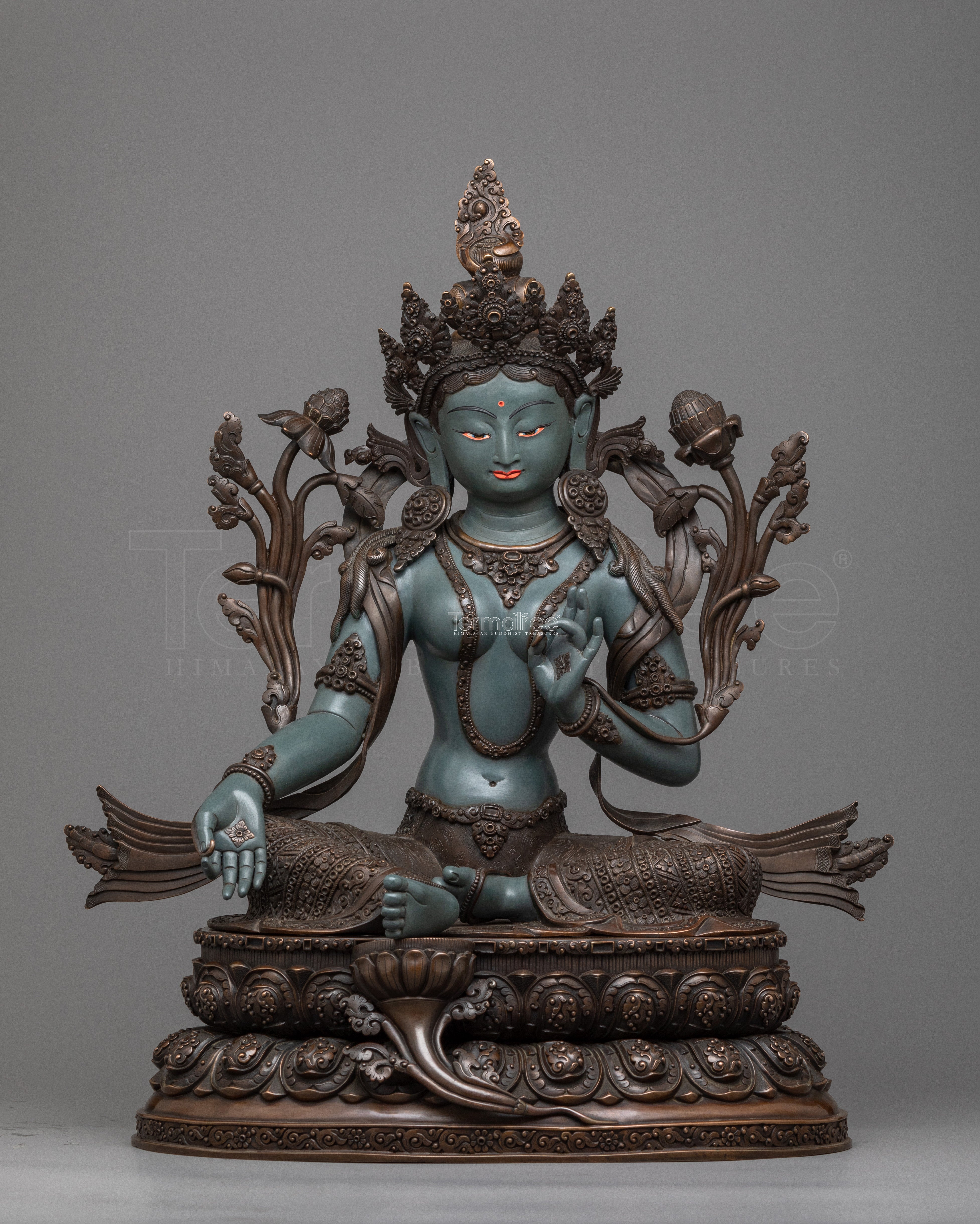 Magnificent Green Tara Statue Bronze | Exemplary Nepalese Artistry