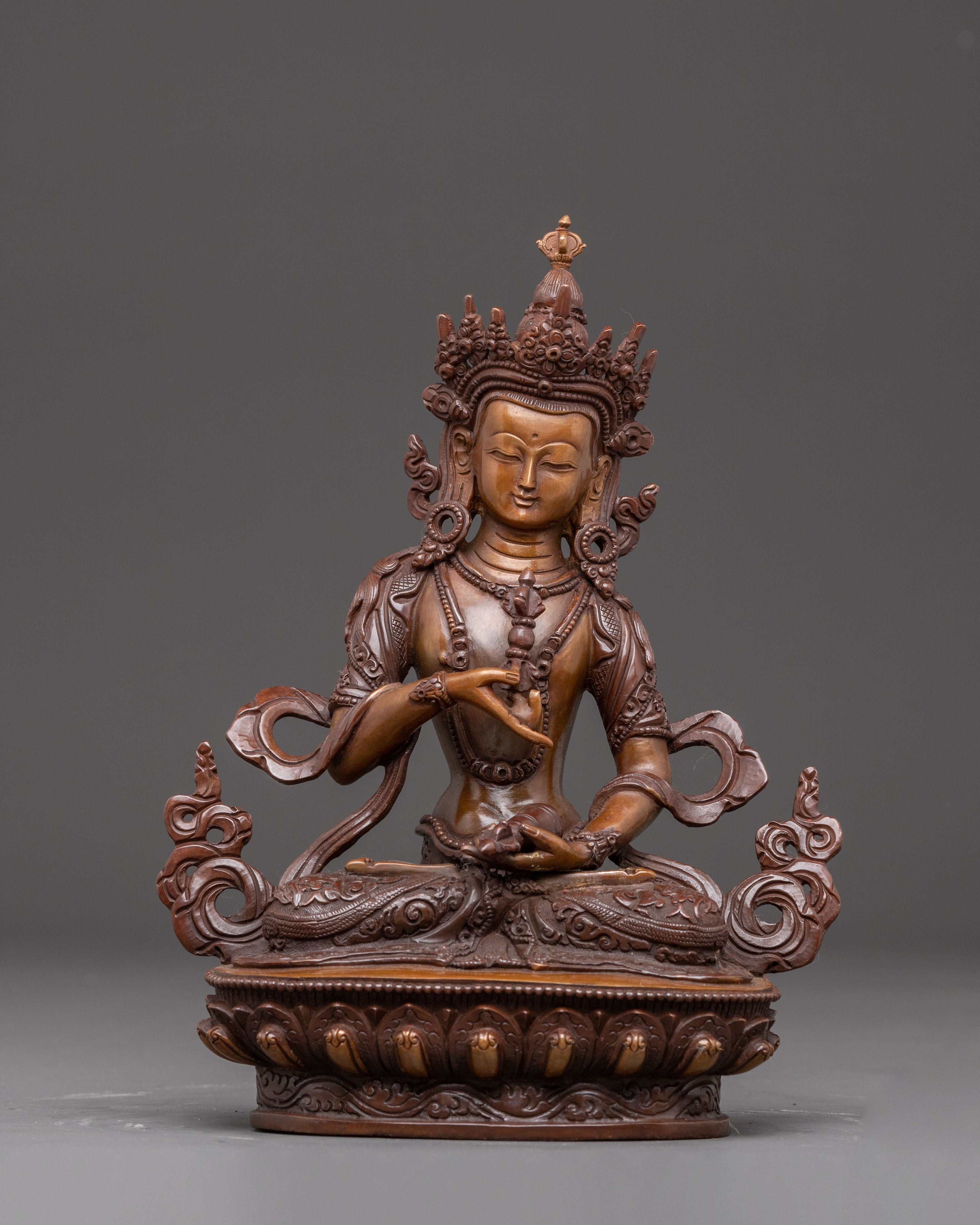 Handcrafted Oxidized Copper Statue of Bodhisattva Vajrasattva