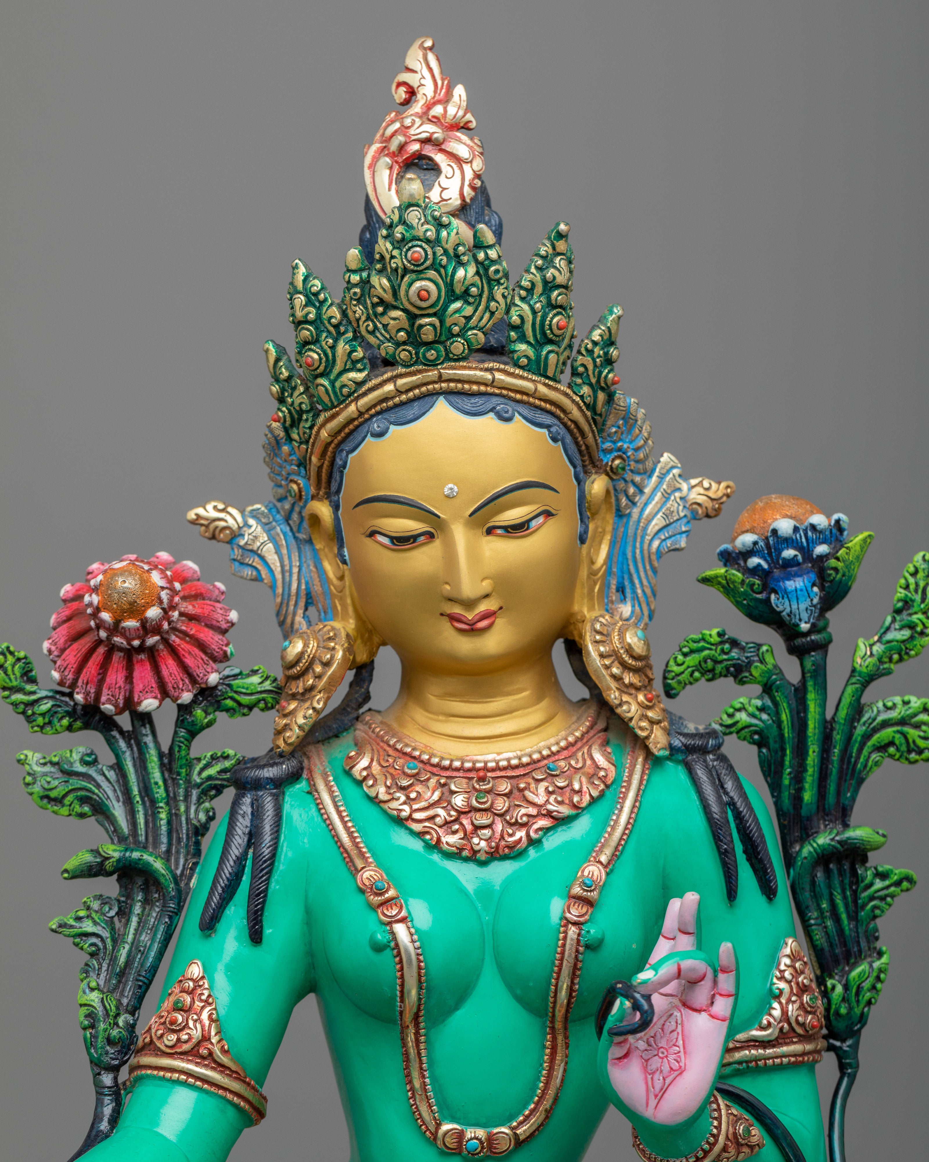 Immerse in Compassionate Tranquility with Buddha Tara Statue | Green Tara Sculpture