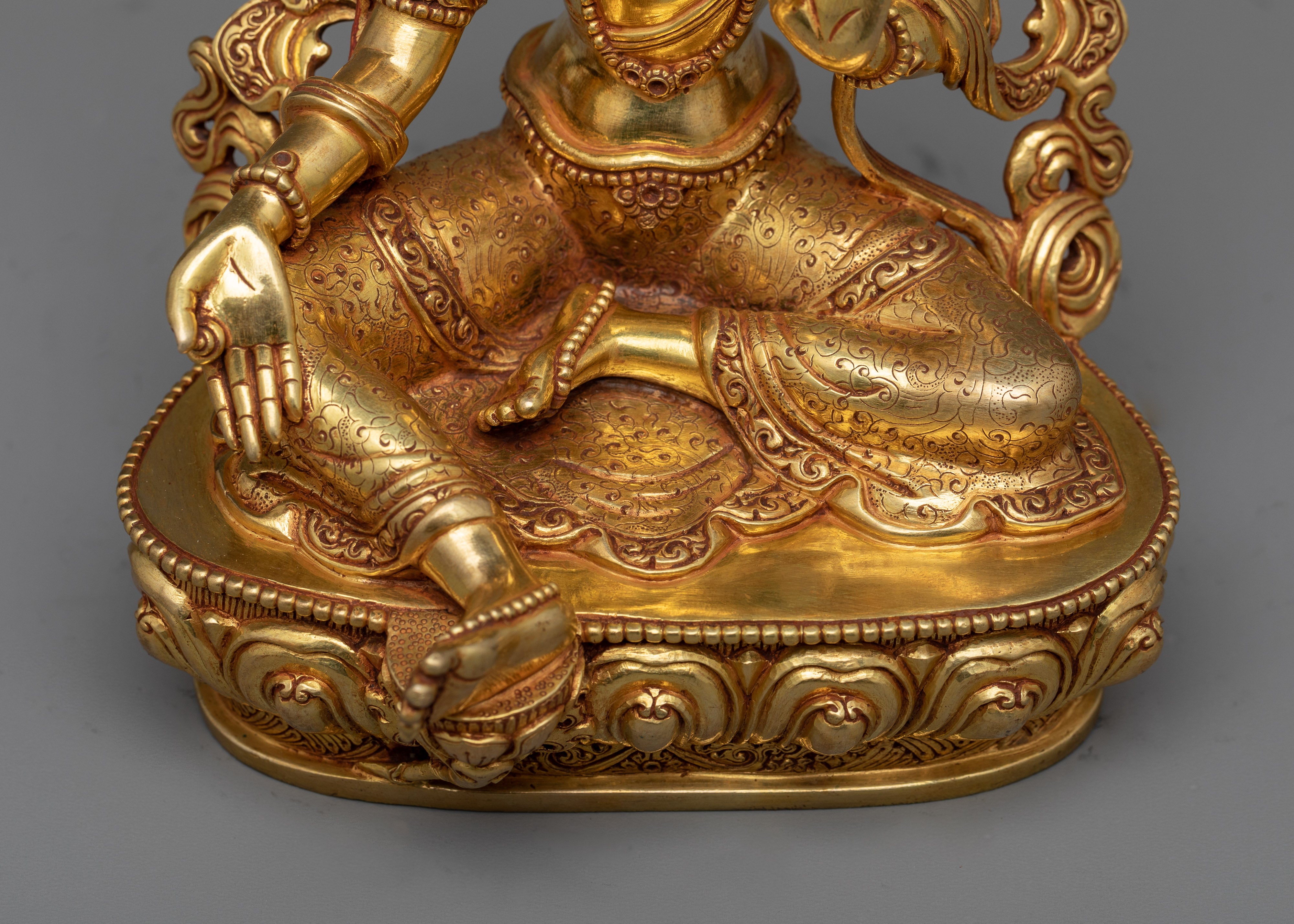 Inspire Active Compassion with Tibetan Tara Statue | Triple Layers of 24K Gold Gilded