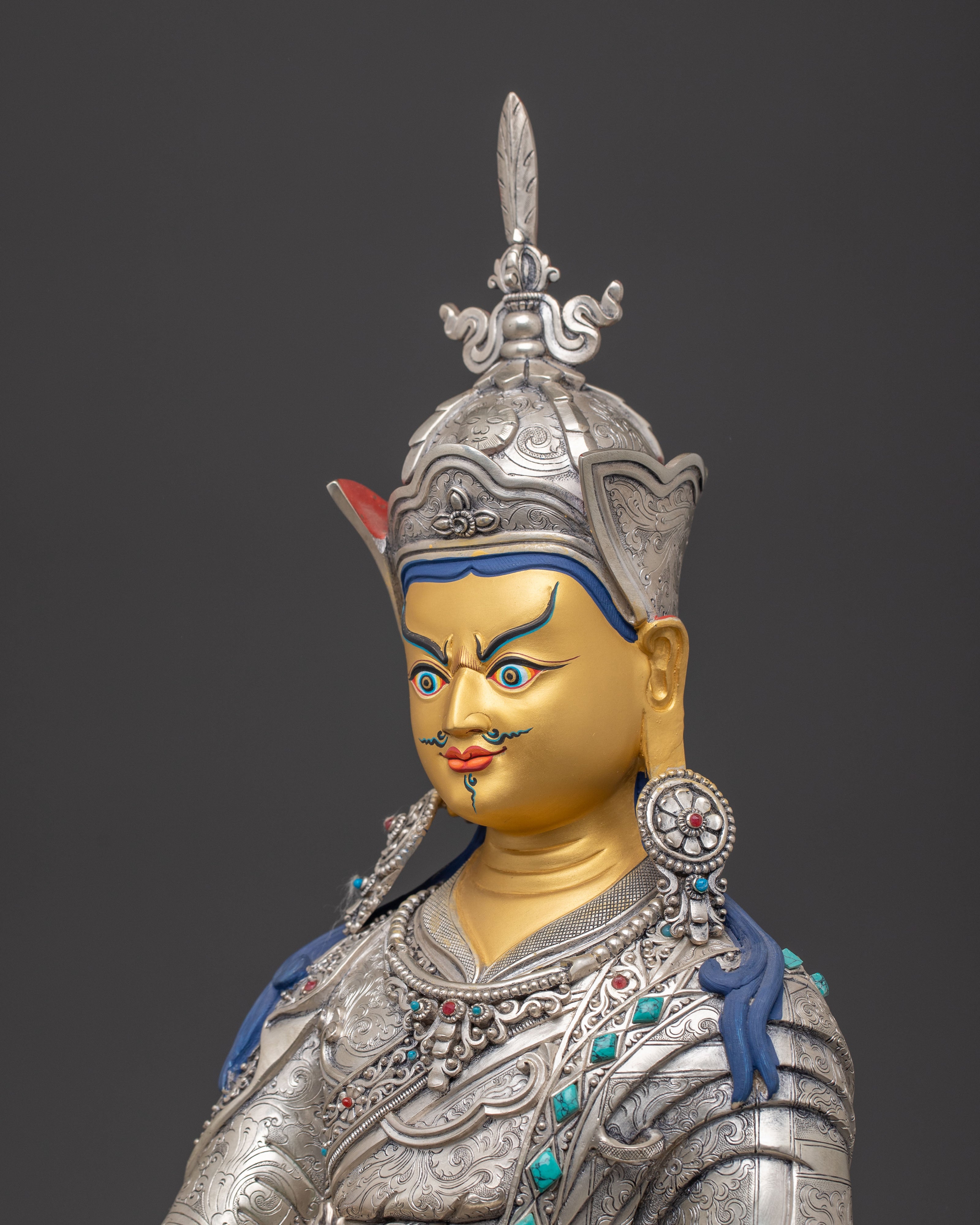 Silver Guru Rinpoche Statue | Tantric Master Padmasambhava